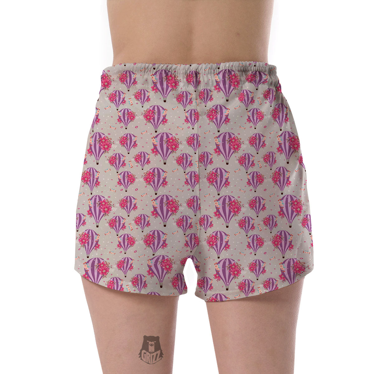Hot Air Balloon Floral Print Pattern Women's Shorts-grizzshop