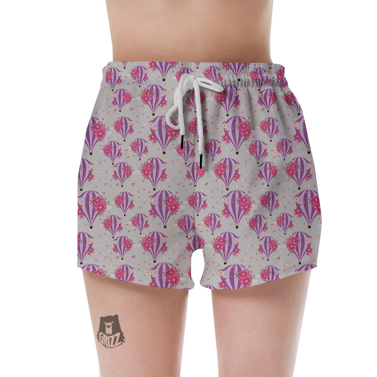 Hot Air Balloon Floral Print Pattern Women's Shorts-grizzshop