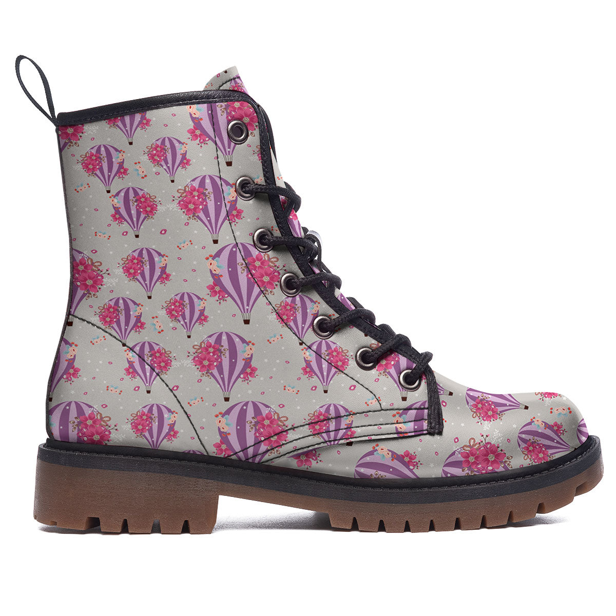 Hot Air Balloon Floral Print Pattern Work Boots-grizzshop