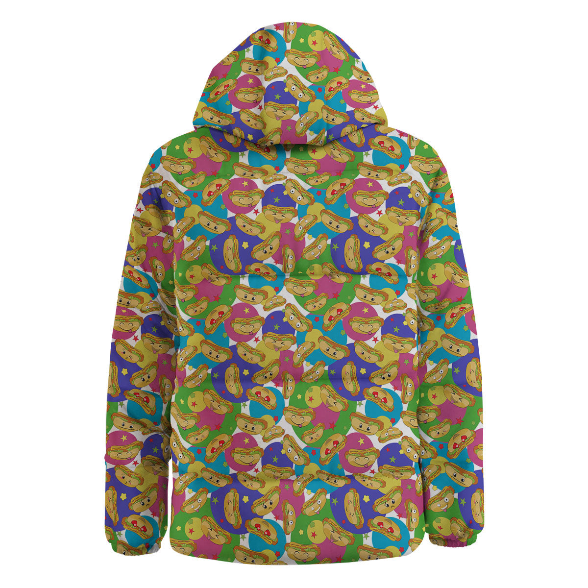 Hot Dog Colorful Print Pattern Down Jacket-grizzshop