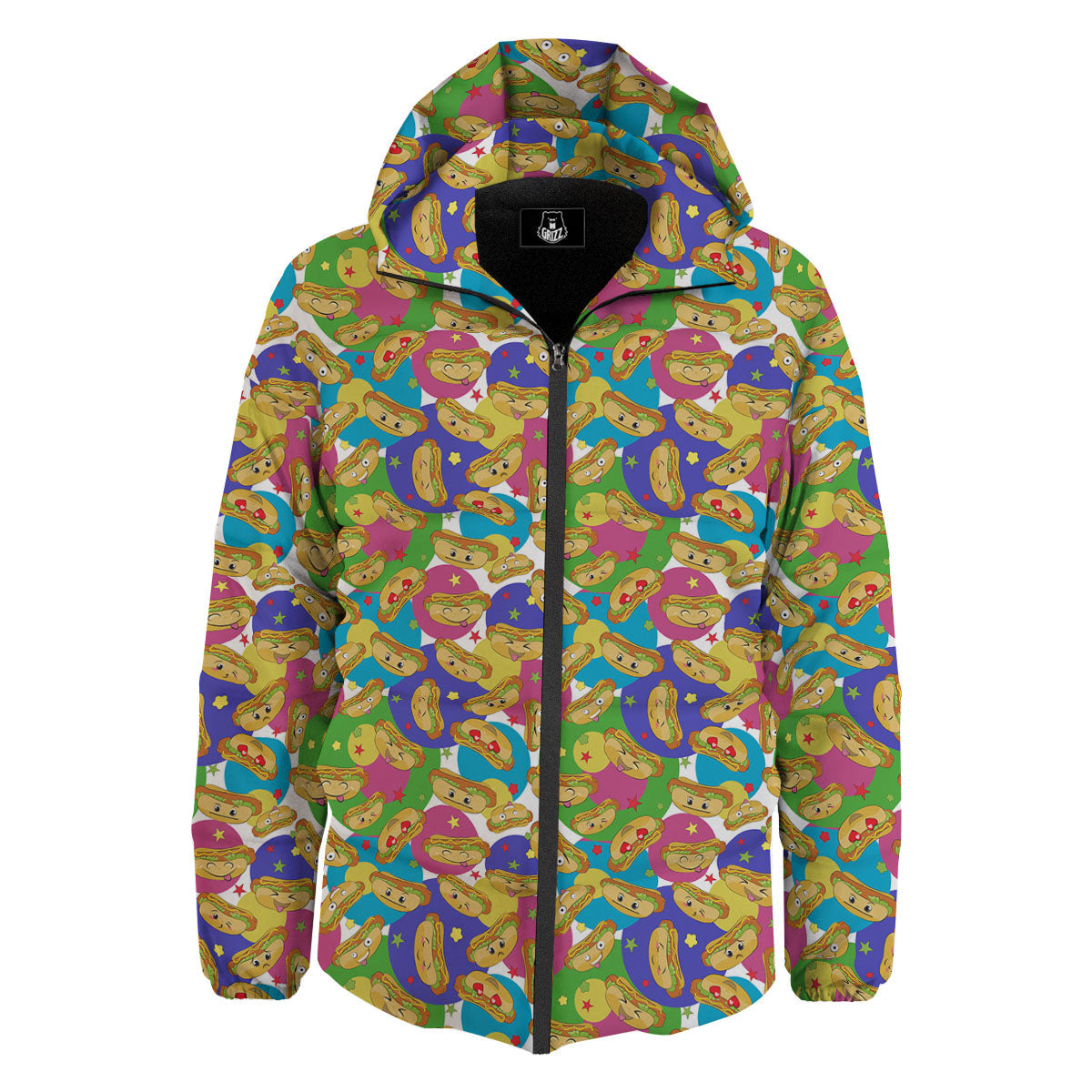 Hot Dog Colorful Print Pattern Down Jacket-grizzshop