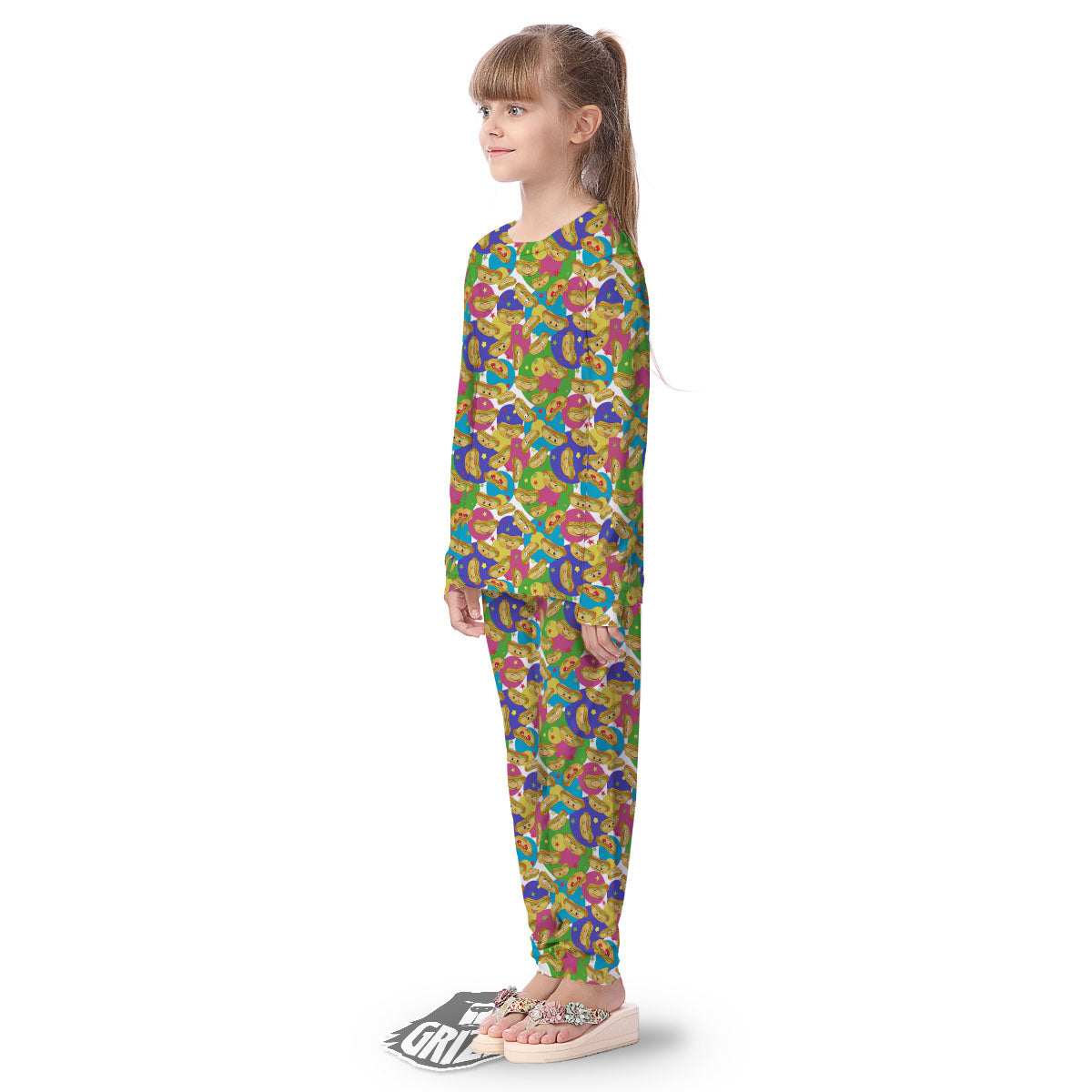 Hot Dog Colorful Print Pattern Kid's Pajamas-grizzshop