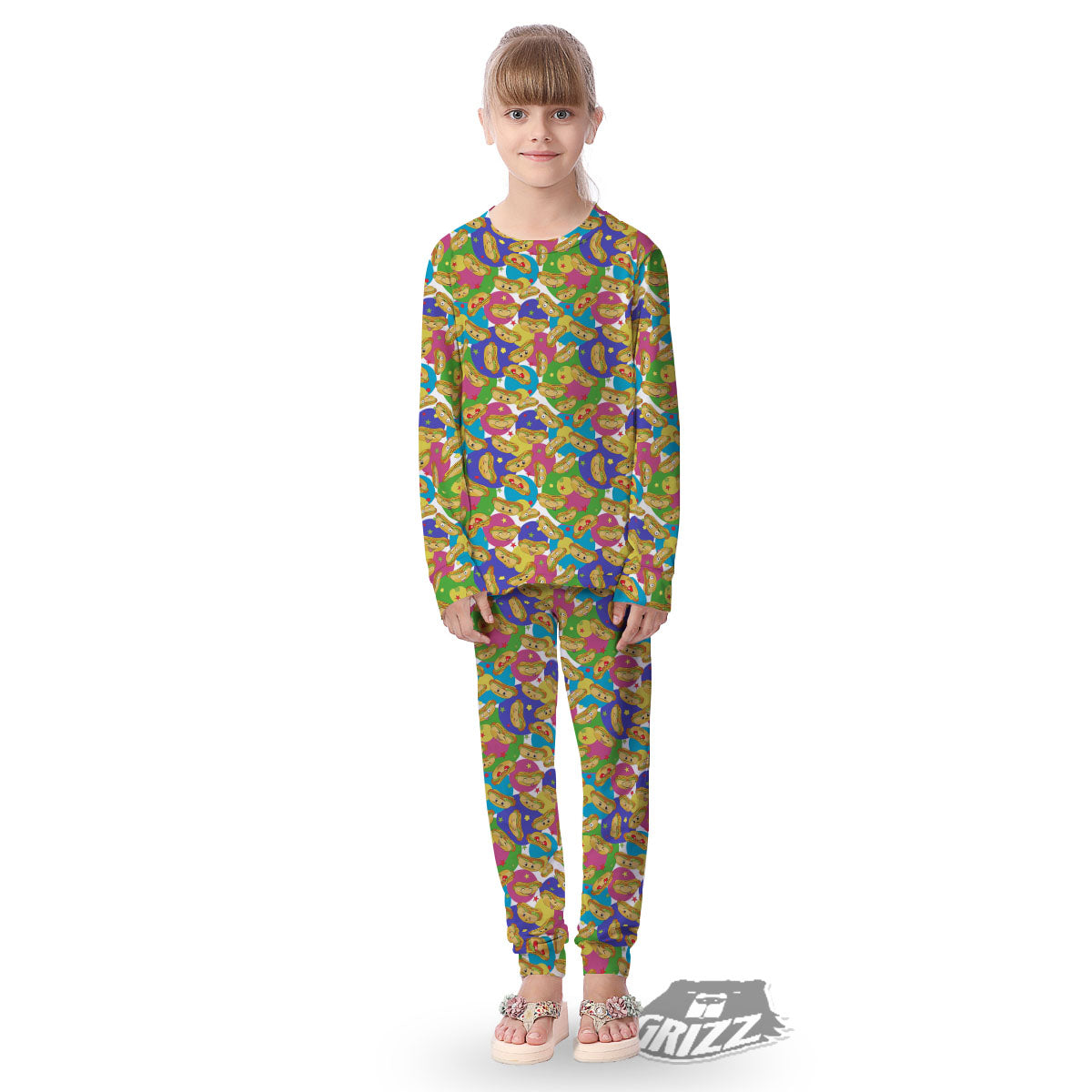 Hot Dog Colorful Print Pattern Kid's Pajamas-grizzshop