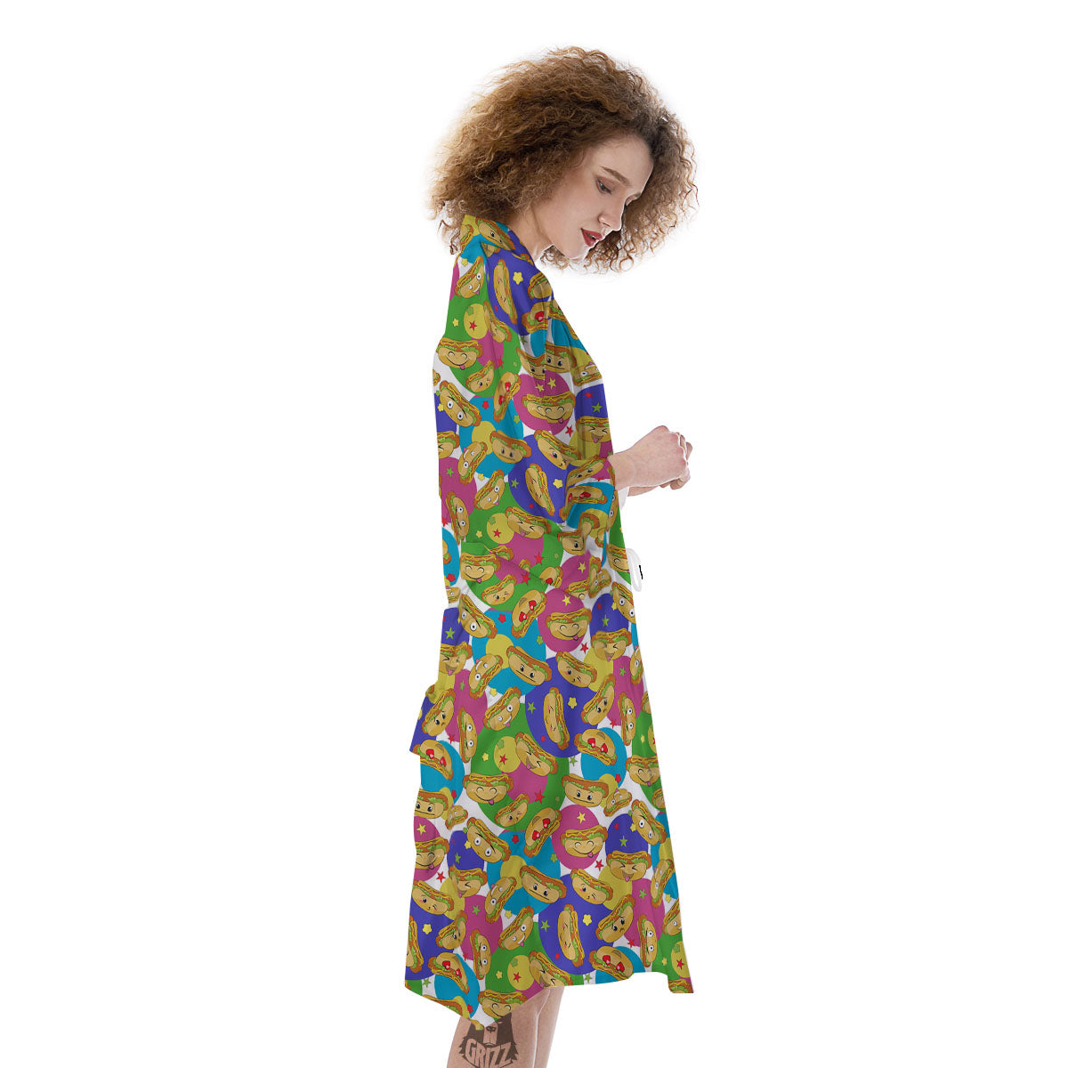 Hot Dog Colorful Print Pattern Kimono-grizzshop