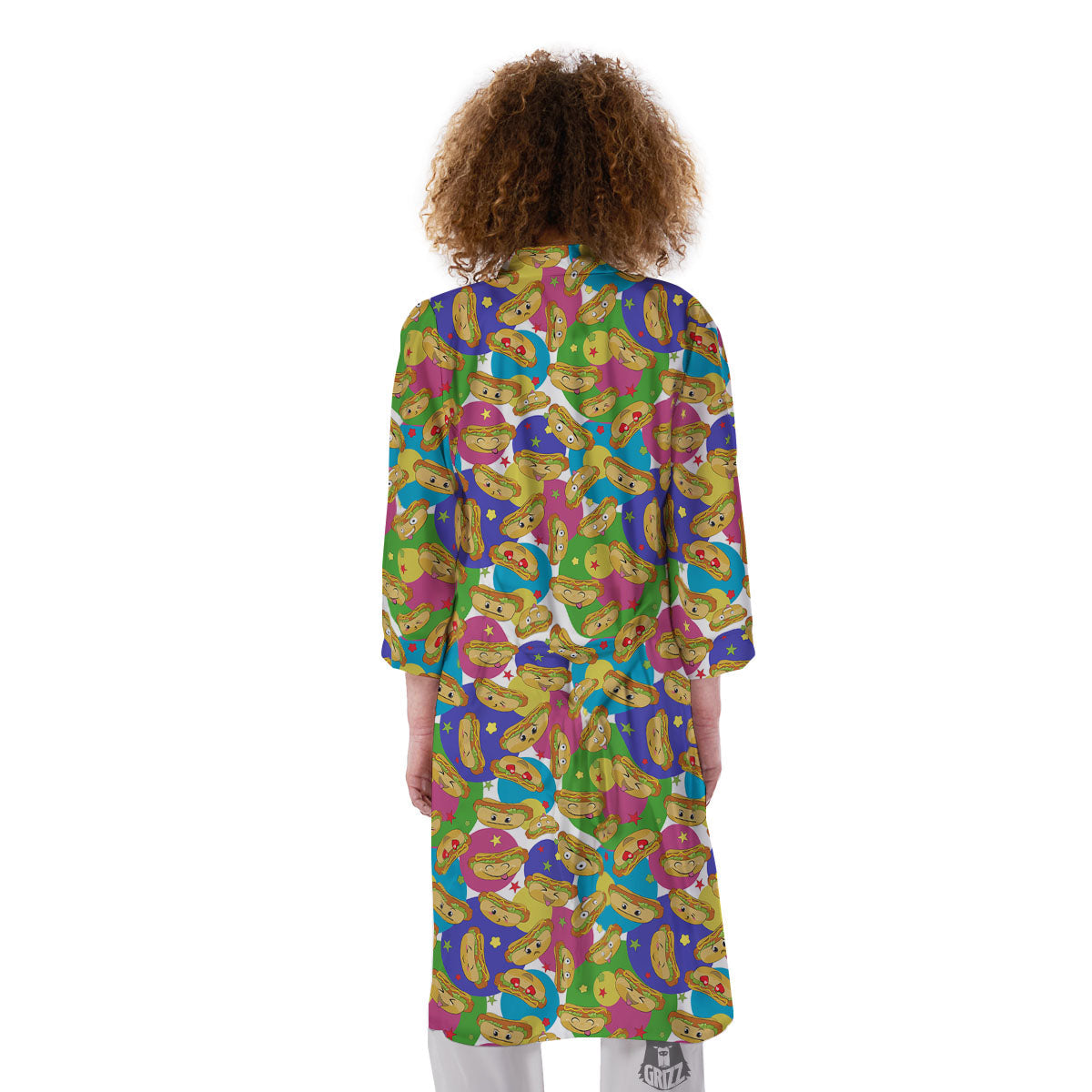 Hot Dog Colorful Print Pattern Kimono-grizzshop