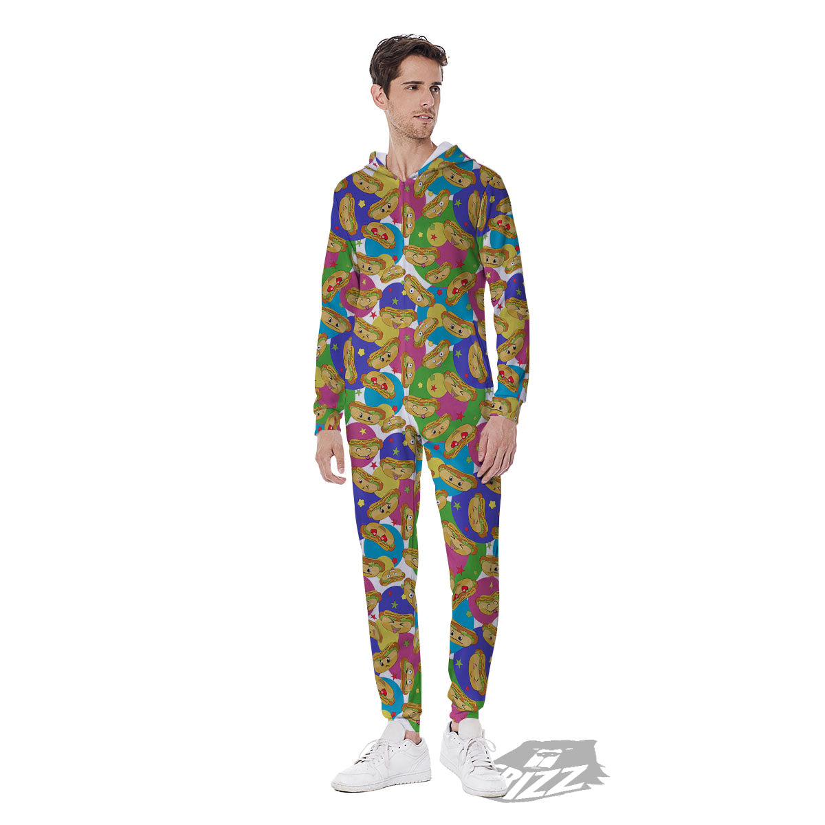 Hot Dog Colorful Print Pattern Men's Jumpsuit-grizzshop