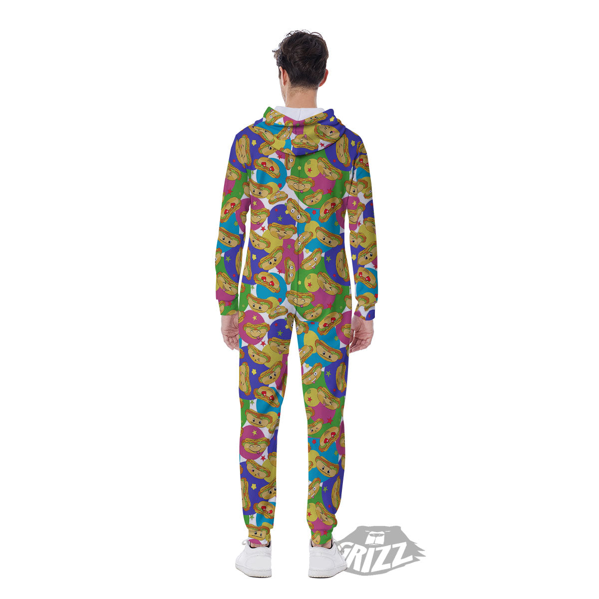 Hot Dog Colorful Print Pattern Men's Jumpsuit-grizzshop