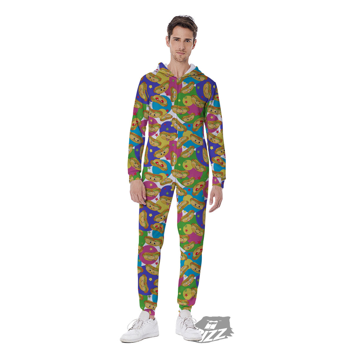 Hot Dog Colorful Print Pattern Men's Jumpsuit-grizzshop