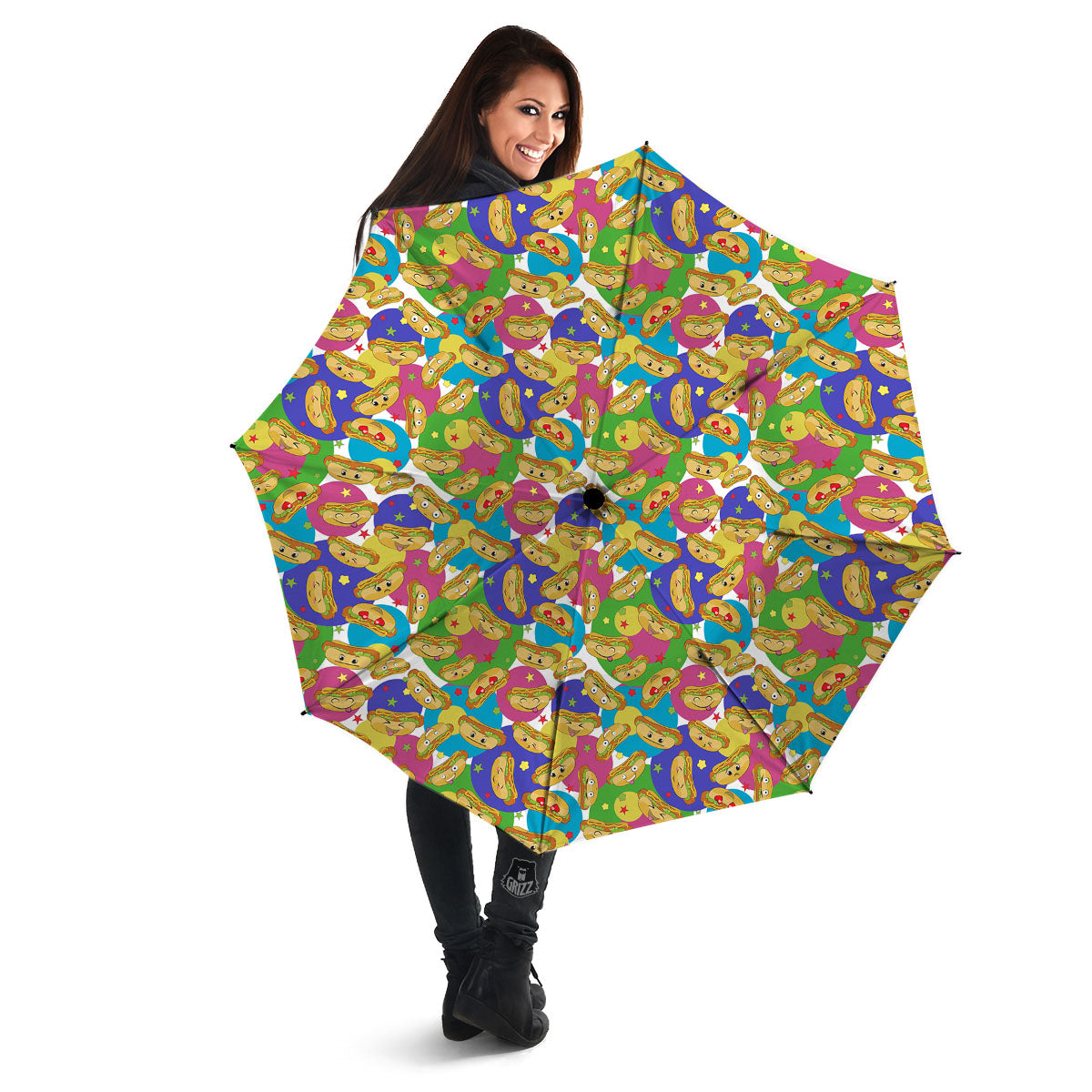 Hot Dog Colorful Print Pattern Umbrella-grizzshop