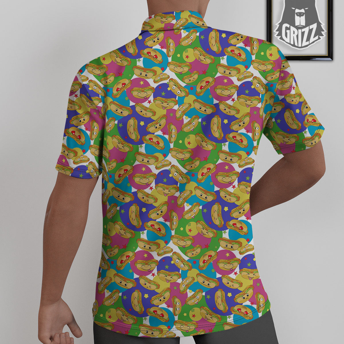 Hot Dog Colorful Print Pattern Untucked Shirts-grizzshop