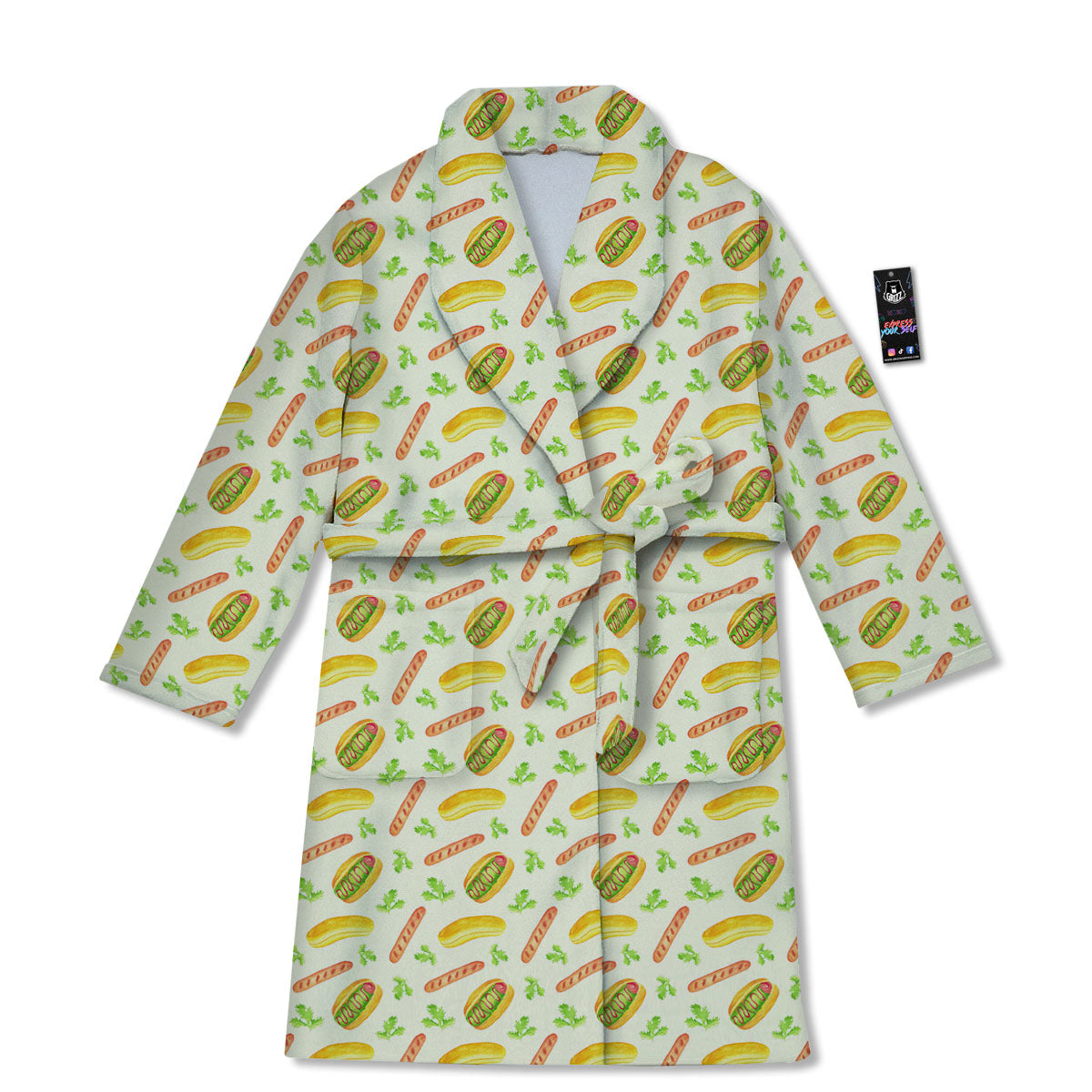 Hot Dog Drawing Print Pattern Bathrobe-grizzshop