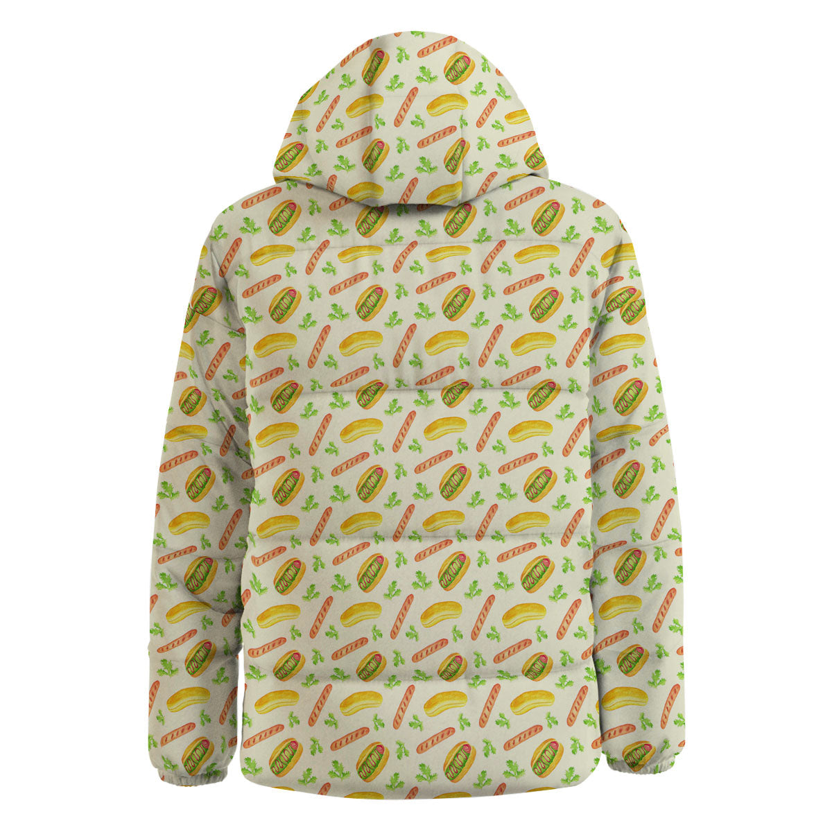 Hot Dog Drawing Print Pattern Down Jacket-grizzshop