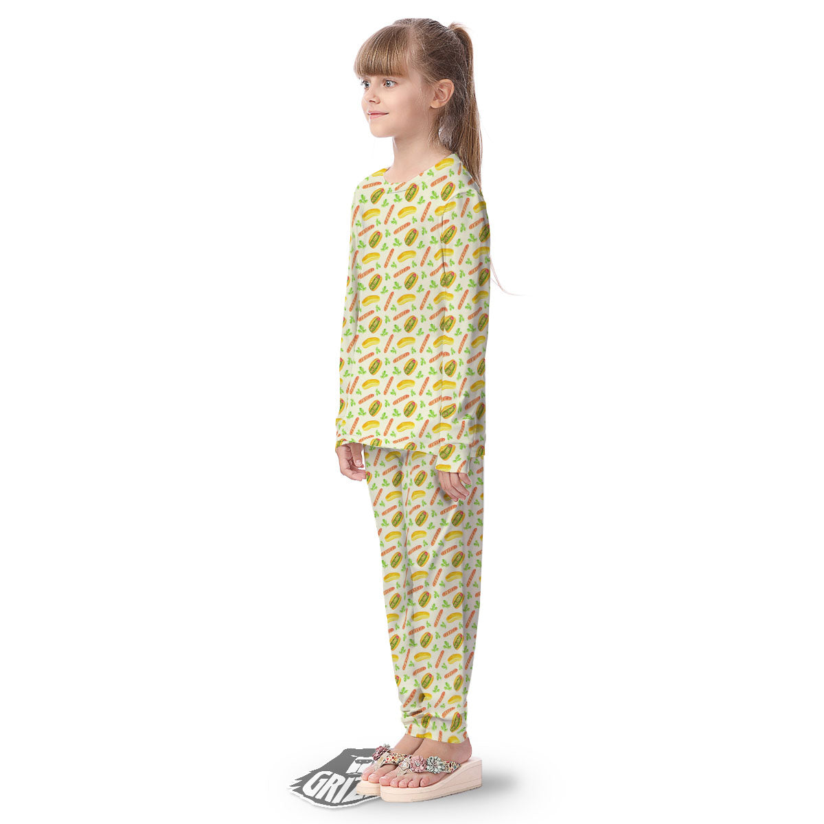 Hot Dog Drawing Print Pattern Kid's Pajamas-grizzshop