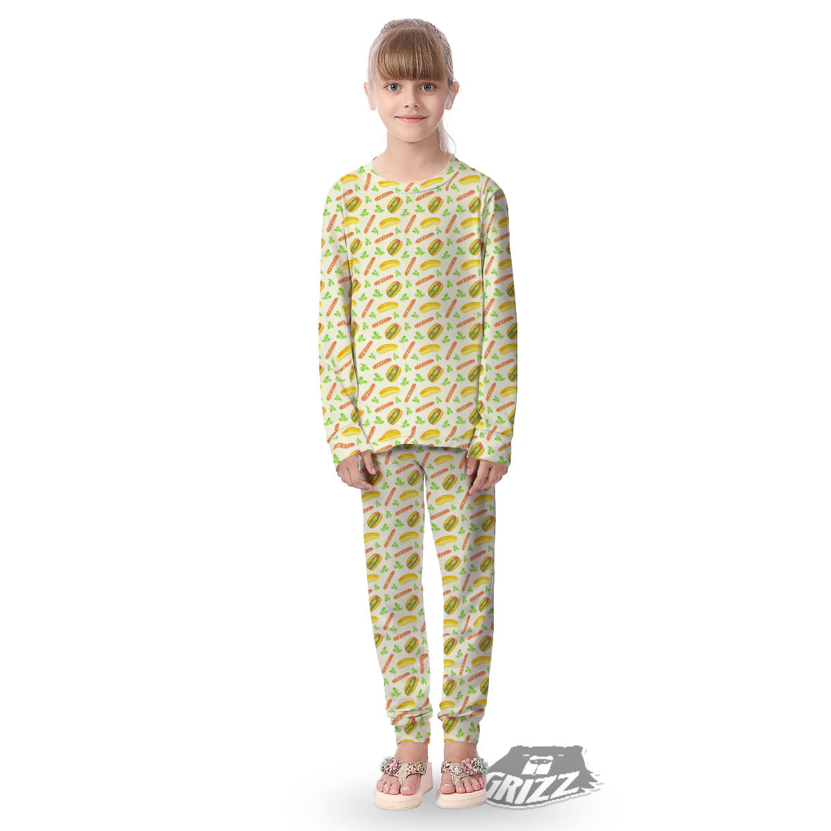 Hot Dog Drawing Print Pattern Kid's Pajamas-grizzshop