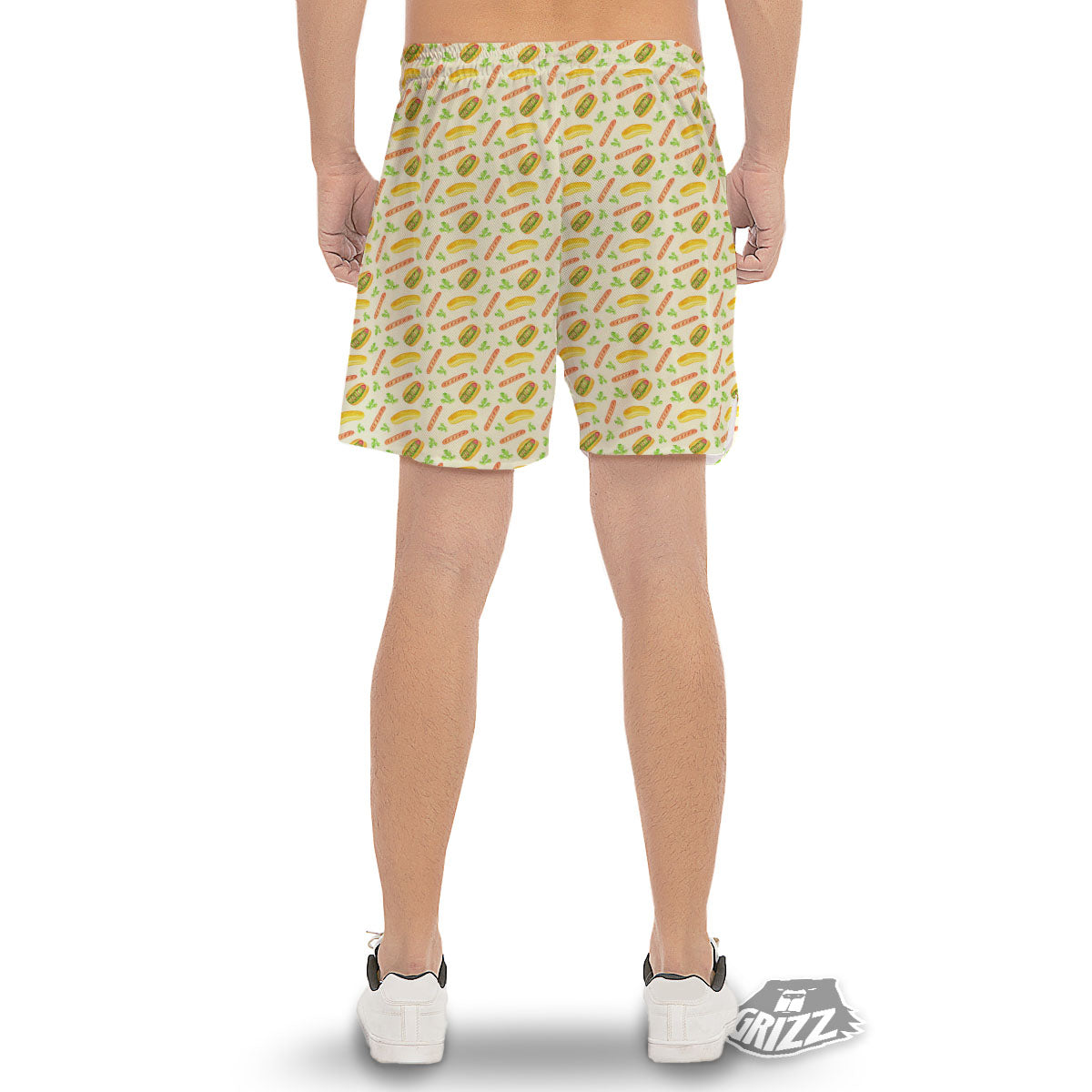 Hot Dog Drawing Print Pattern Men's Gym Shorts-grizzshop