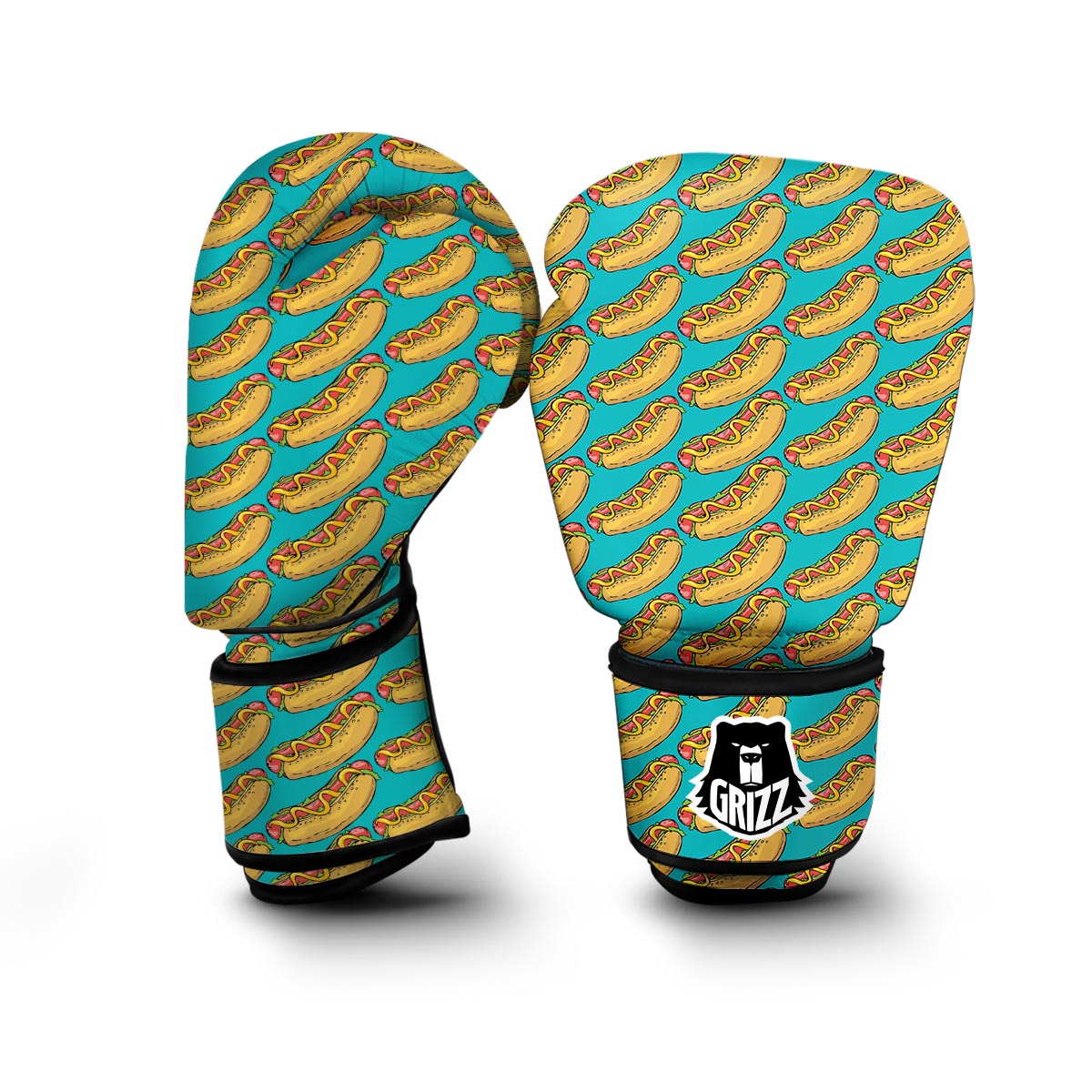 Hot Dog Print Pattern Boxing Gloves-grizzshop