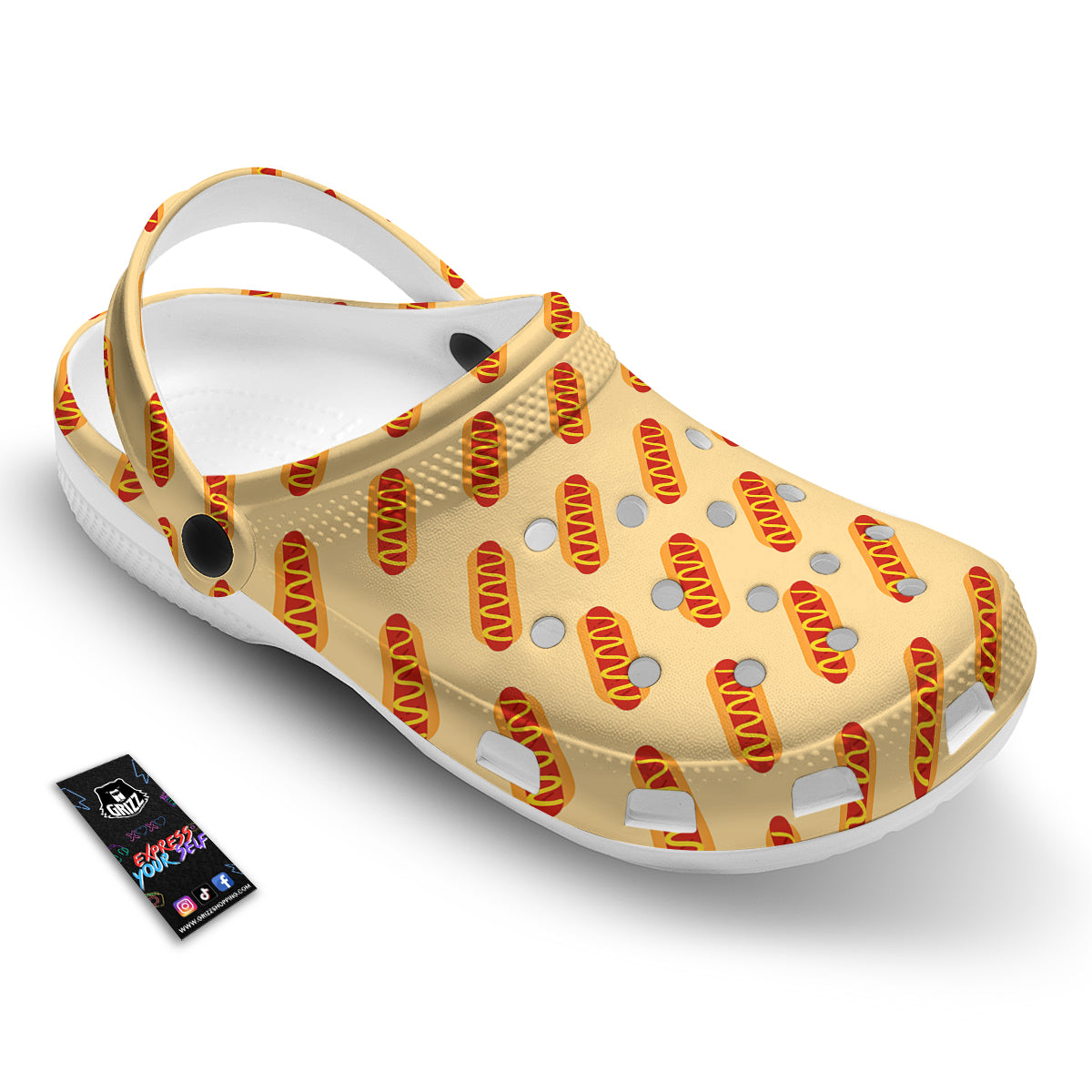 Hot Dog Yellow Print Pattern Clog-grizzshop