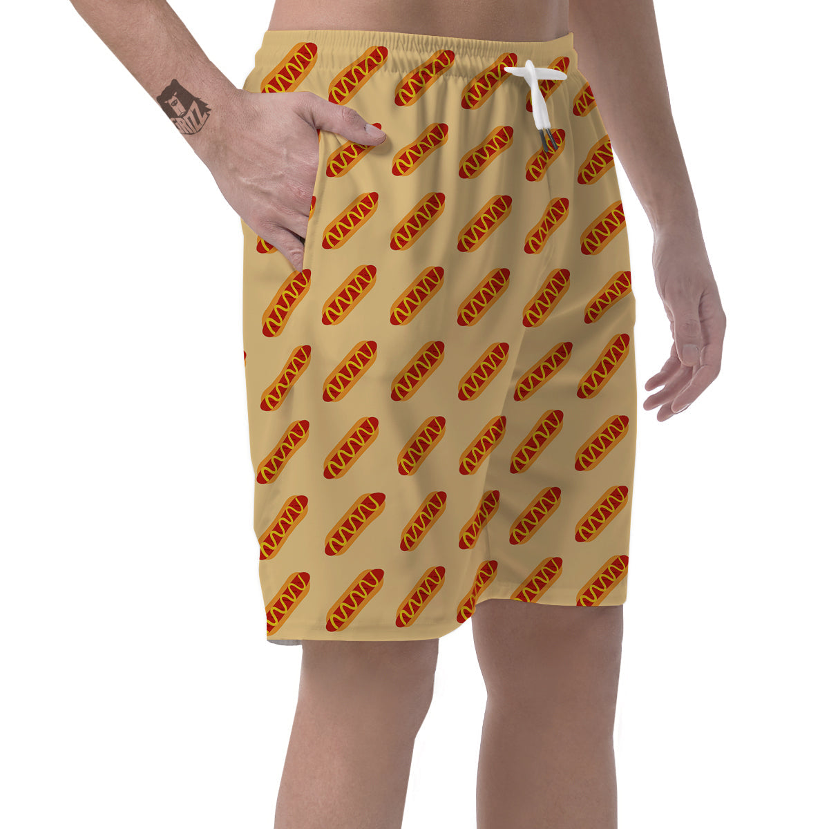 Hot Dog Yellow Print Pattern Men's Shorts-grizzshop