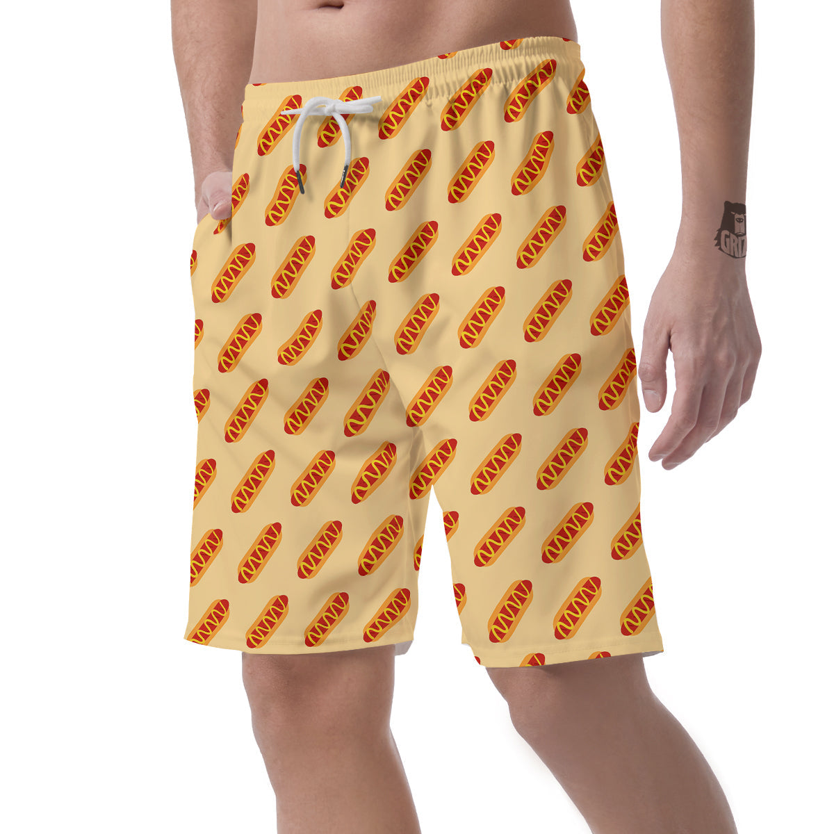 Hot Dog Yellow Print Pattern Men's Shorts-grizzshop
