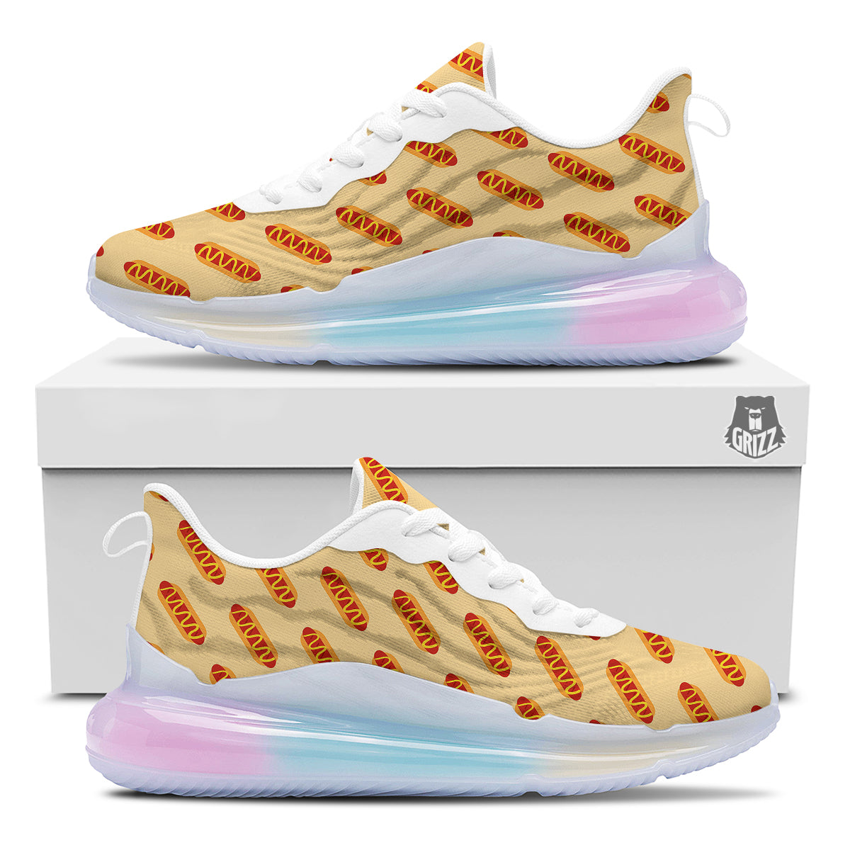 Hot Dog Yellow Print Pattern Running Sneakers-grizzshop
