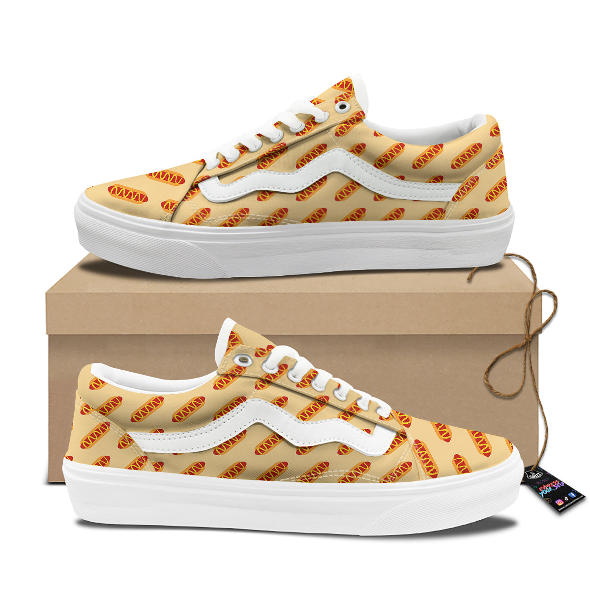 Hot Dog Yellow Print Pattern Skate Shoes-grizzshop