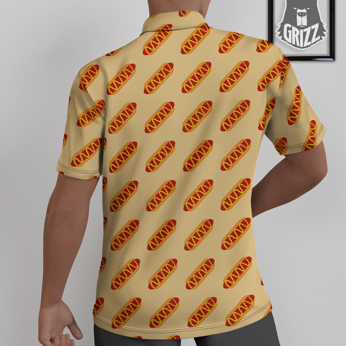 Hot Dog Yellow Print Pattern Untucked Shirts-grizzshop