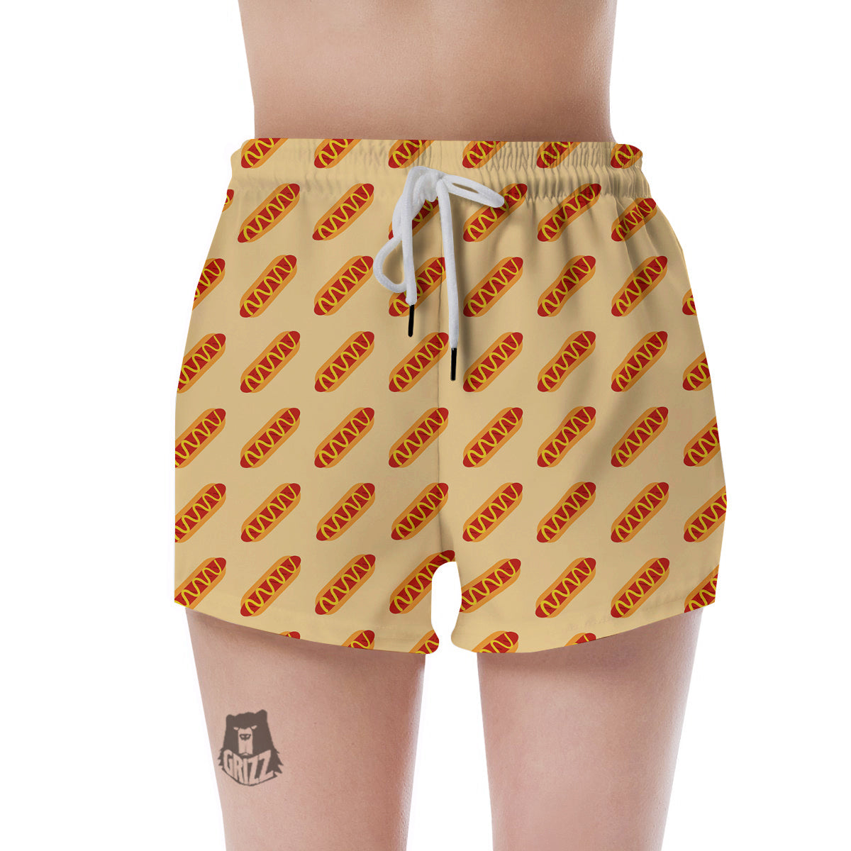 Hot Dog Yellow Print Pattern Women's Shorts-grizzshop