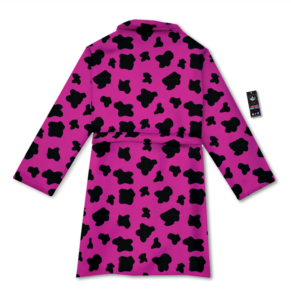 Hot Pink And Black Cow Print Bathrobe-grizzshop