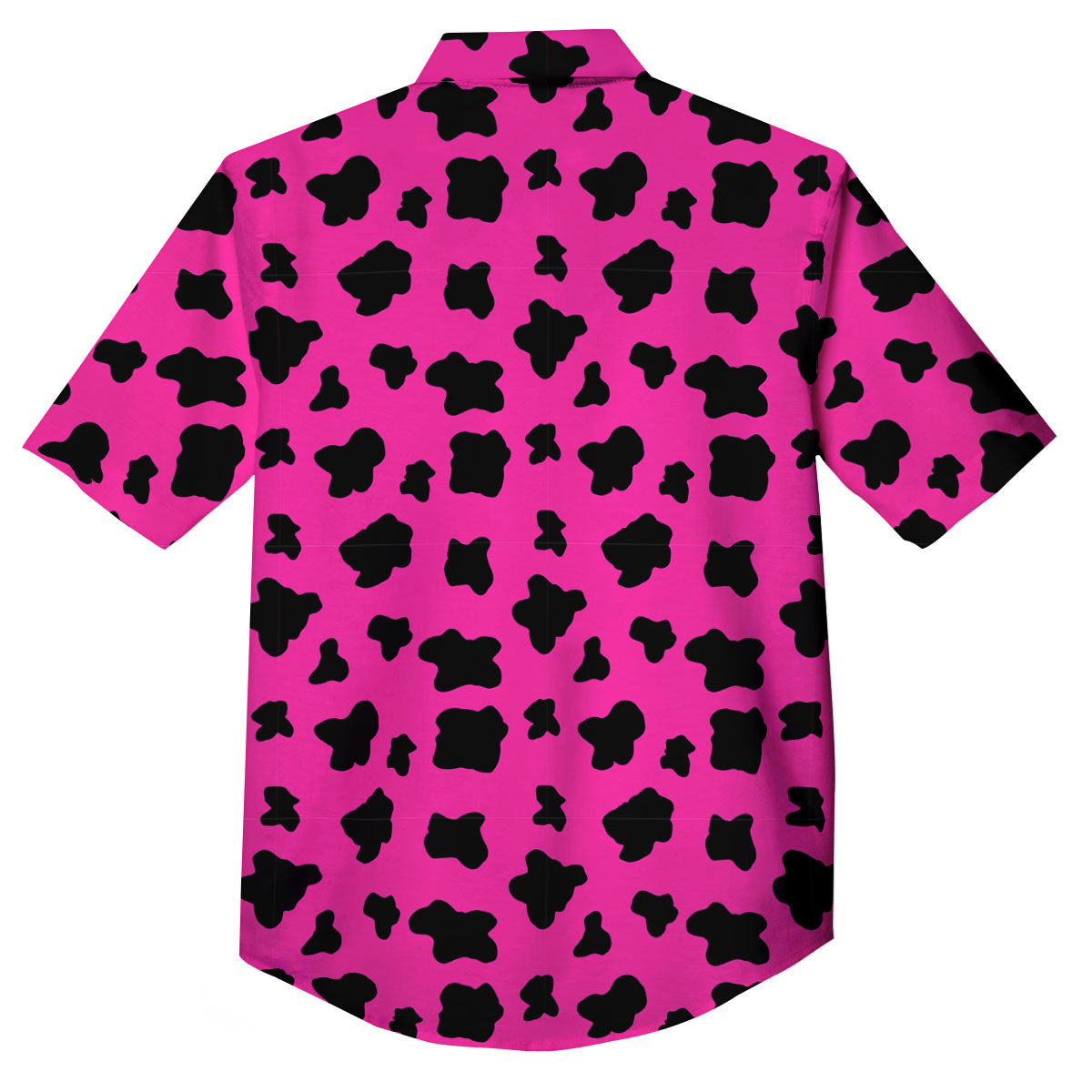 Hot Pink And Black Cow Print Button Up Shirt-grizzshop