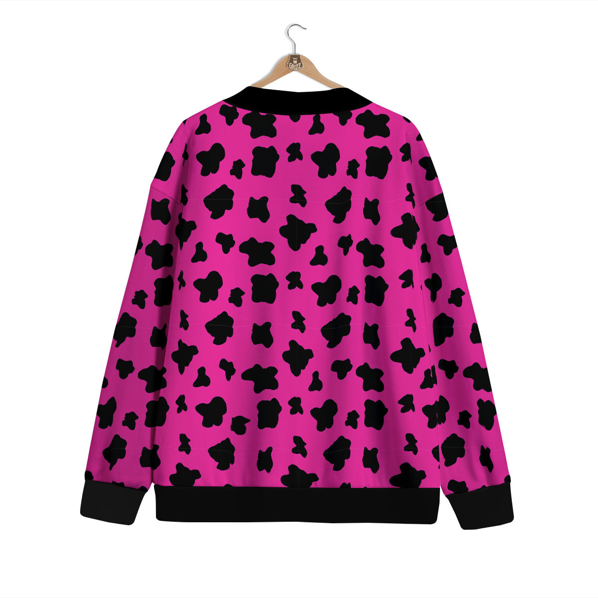 Hot Pink And Black Cow Print Cardigan-grizzshop