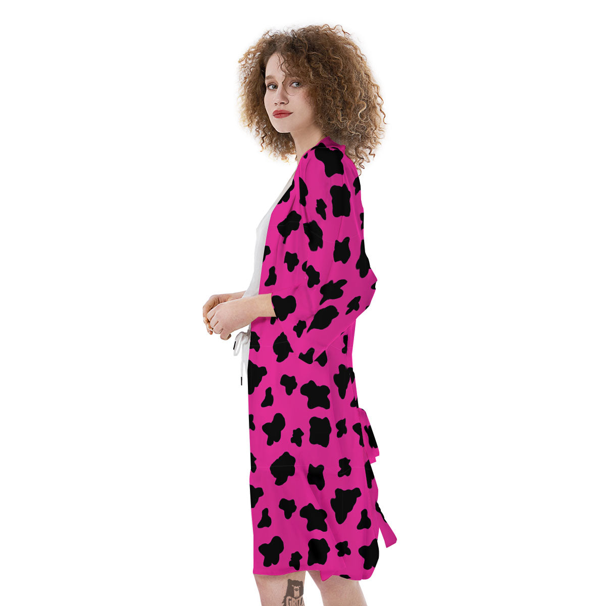 Hot Pink And Black Cow Print Kimono-grizzshop