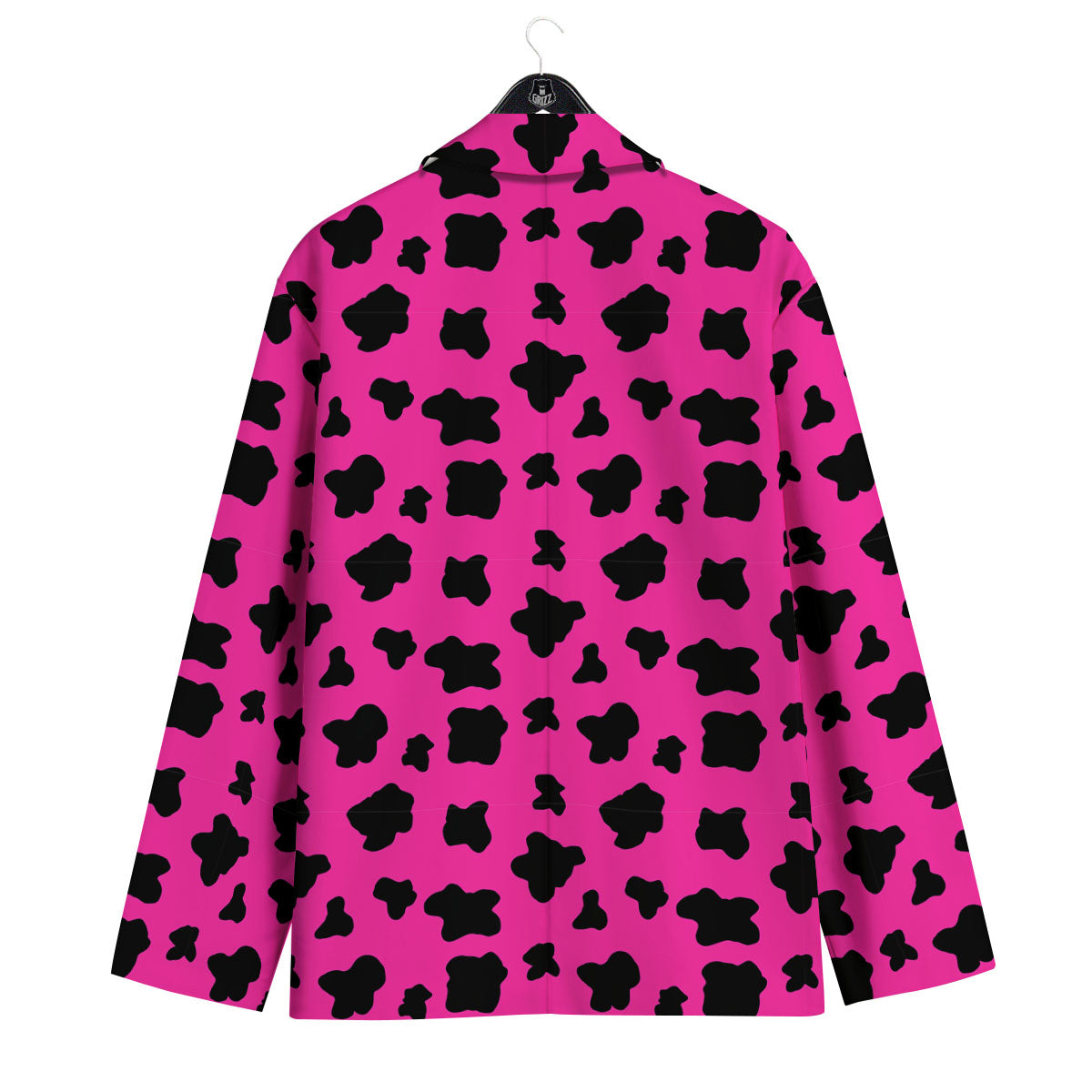Hot Pink And Black Cow Print Men's Sport Coat-grizzshop