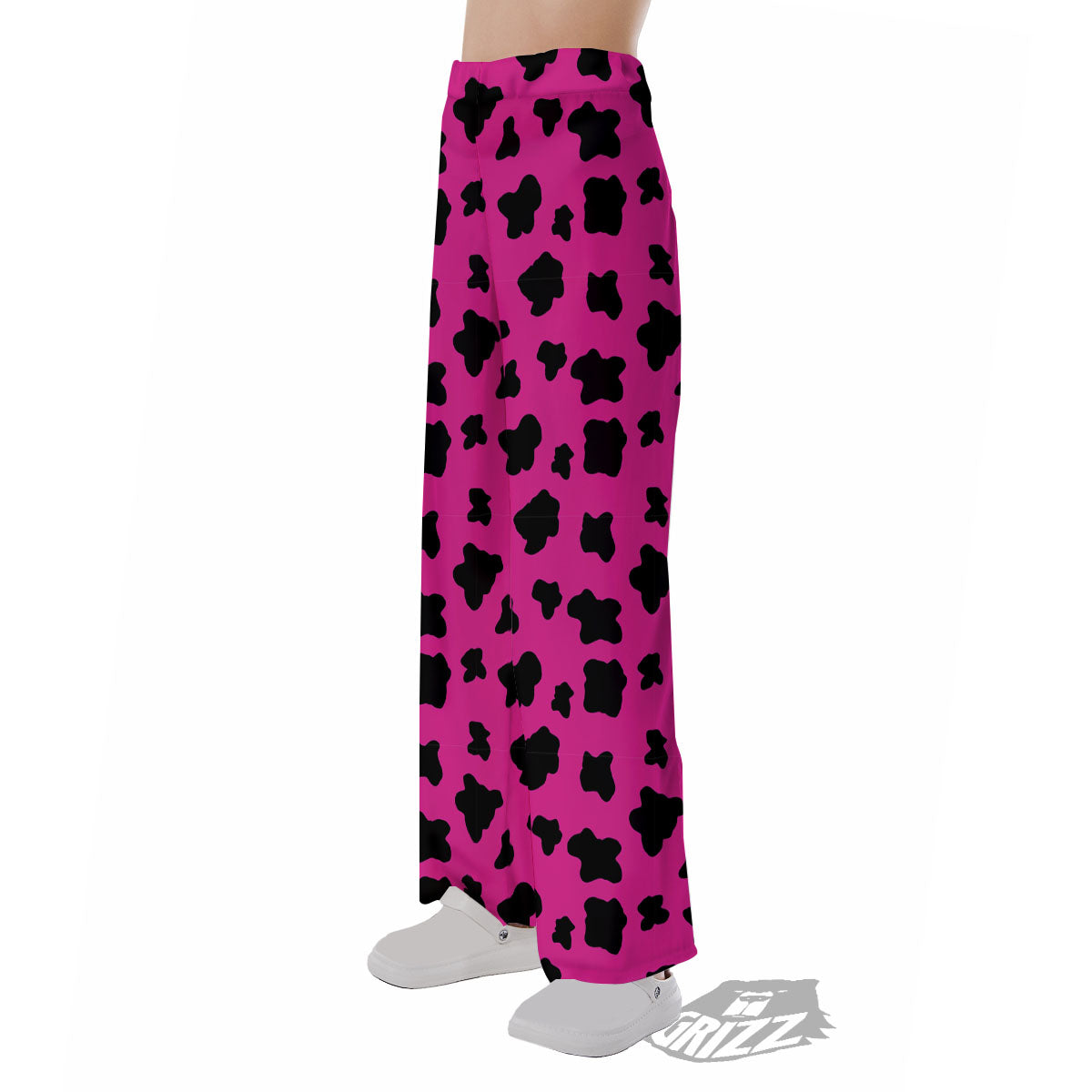 Hot Pink And Black Cow Print Pajama Pants-grizzshop