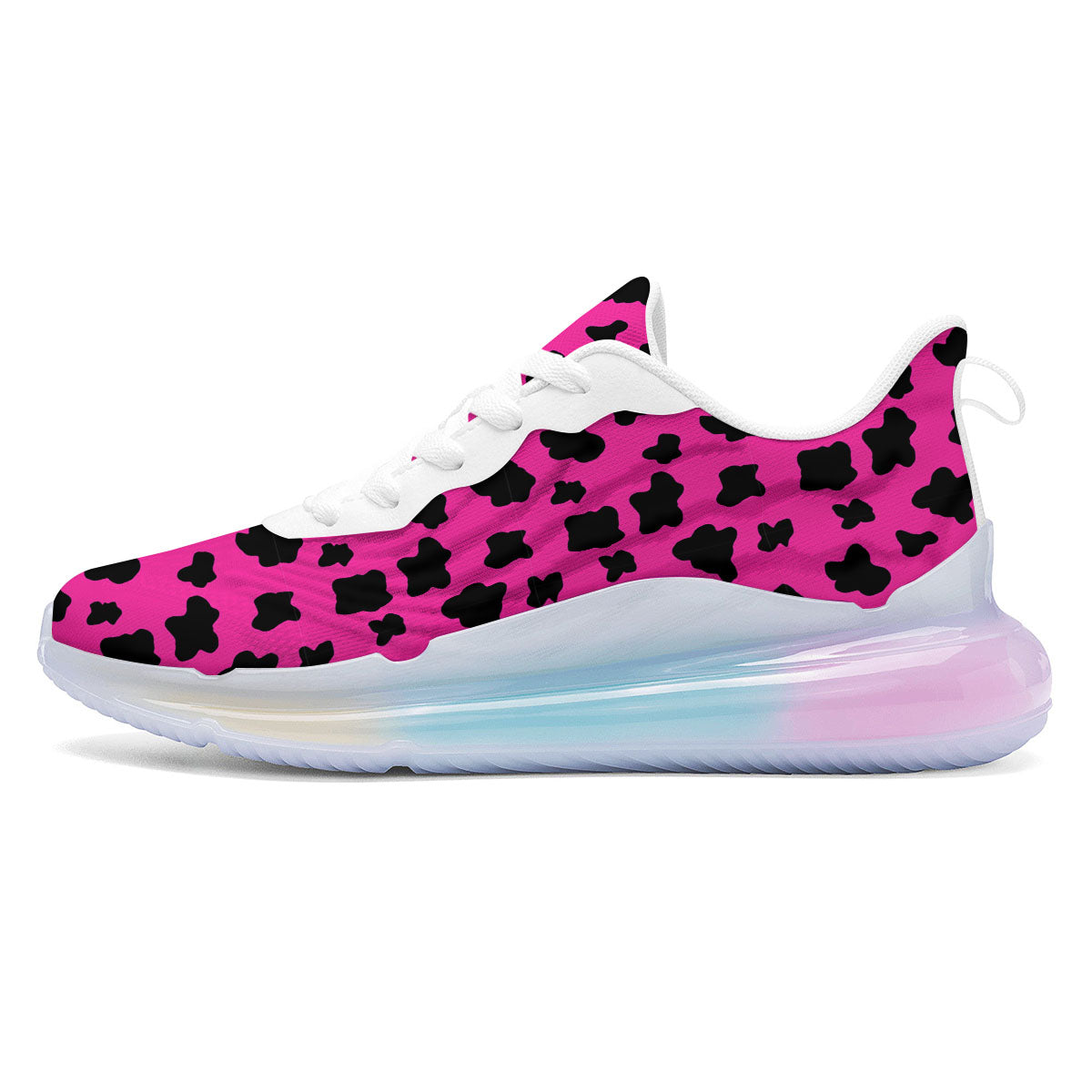Hot Pink And Black Cow Print Running Sneakers-grizzshop