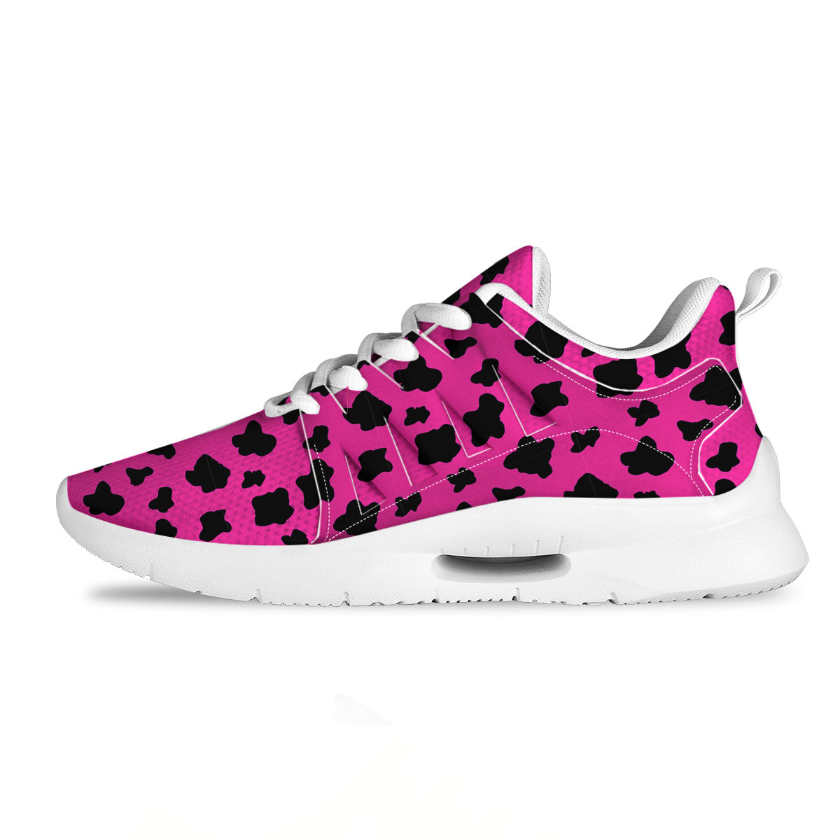 Hot Pink And Black Cow Print Tennis Shoes-grizzshop