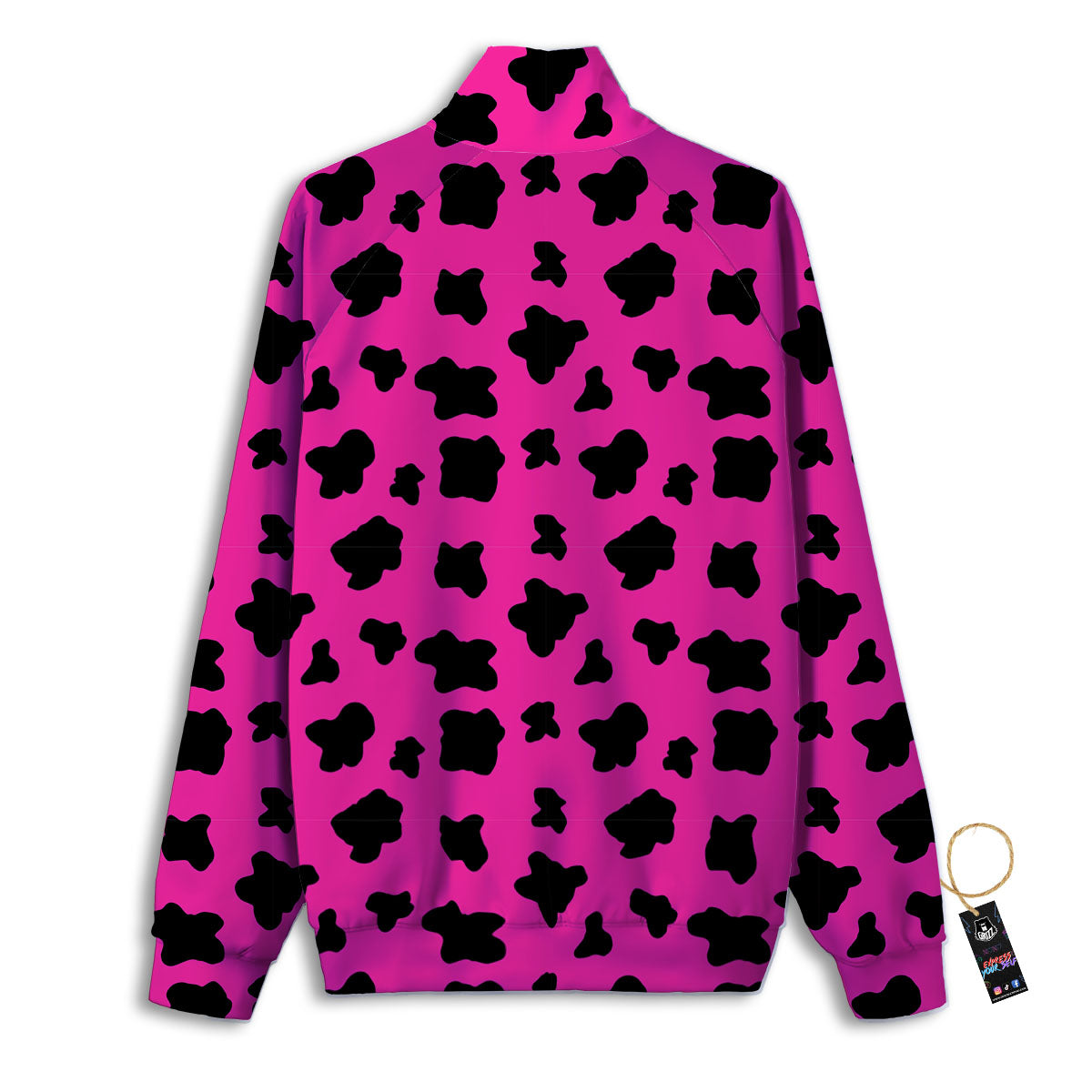 Hot Pink And Black Cow Print Track Jacket-grizzshop