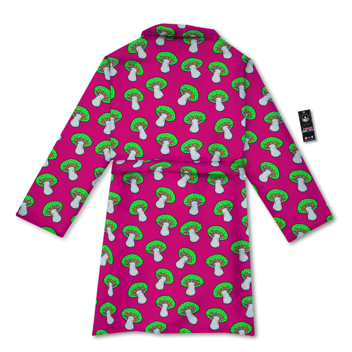 Hot Pink Crazy Mushroom Print Pattern Bathrobe-grizzshop