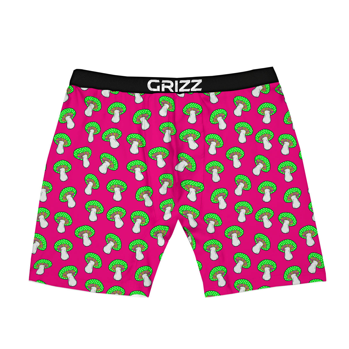 Hot Pink Crazy Mushroom Print Pattern Boxer Briefs-grizzshop