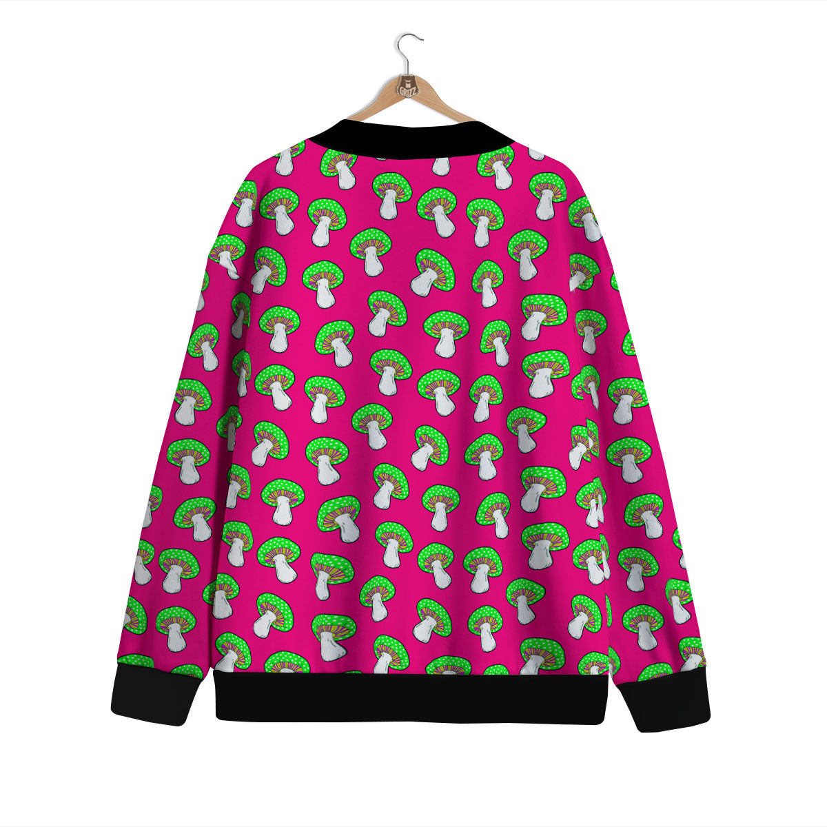 Hot Pink Crazy Mushroom Print Pattern Cardigan-grizzshop