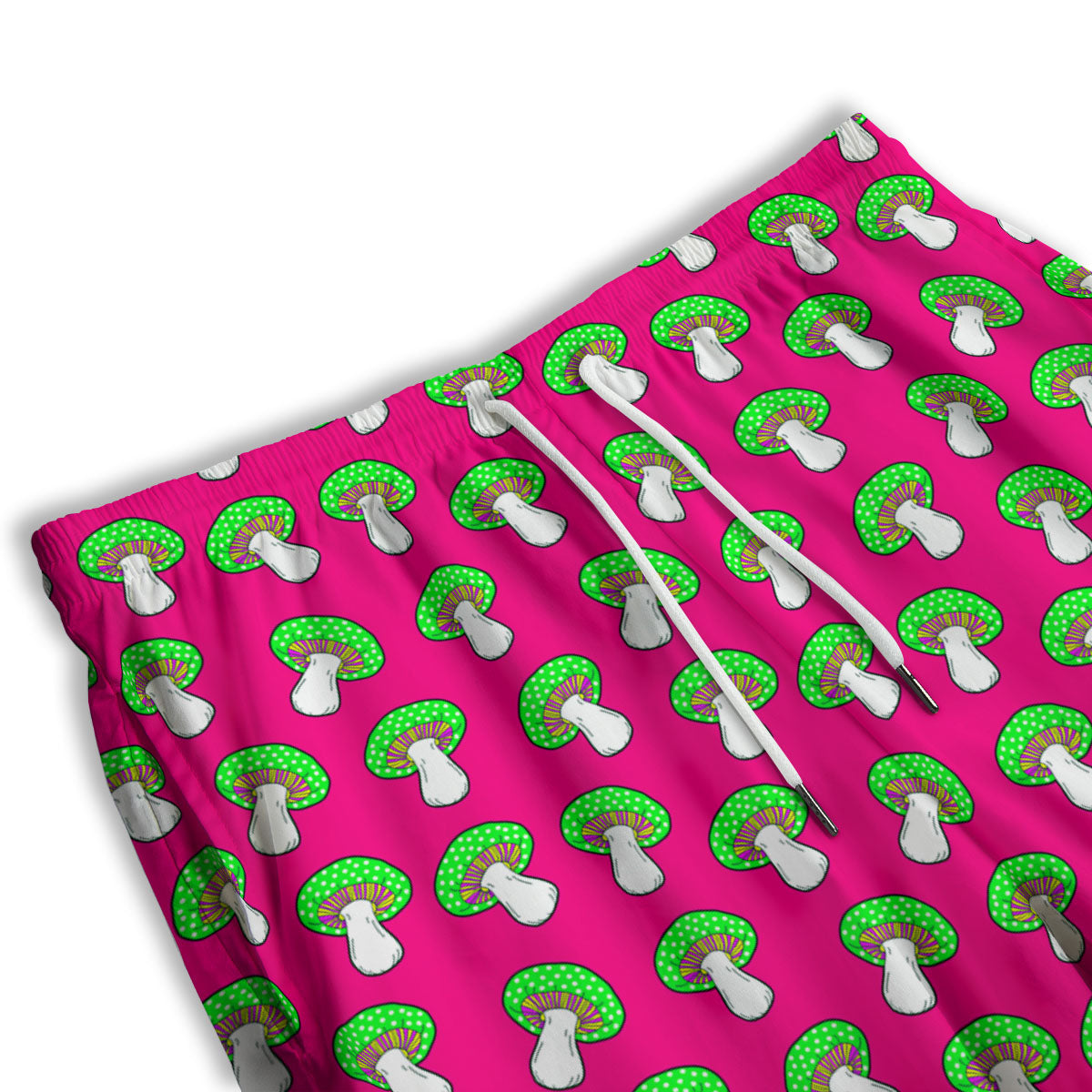 Hot Pink Crazy Mushroom Print Pattern Men's Athletic Shorts