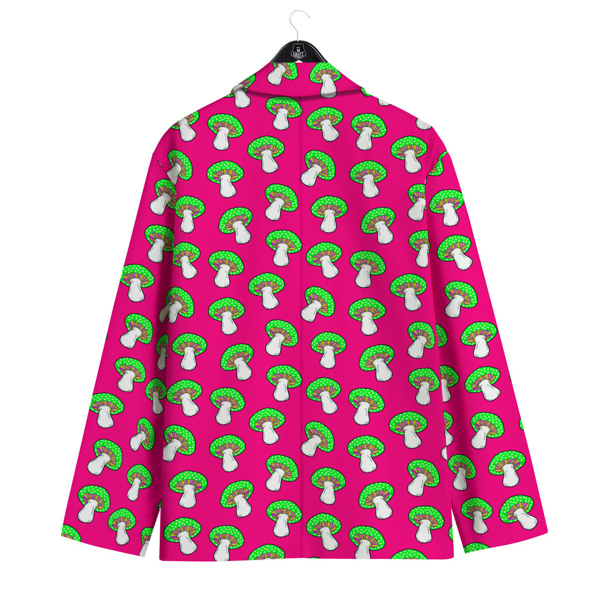 Hot Pink Crazy Mushroom Print Pattern Men's Sport Coat-grizzshop