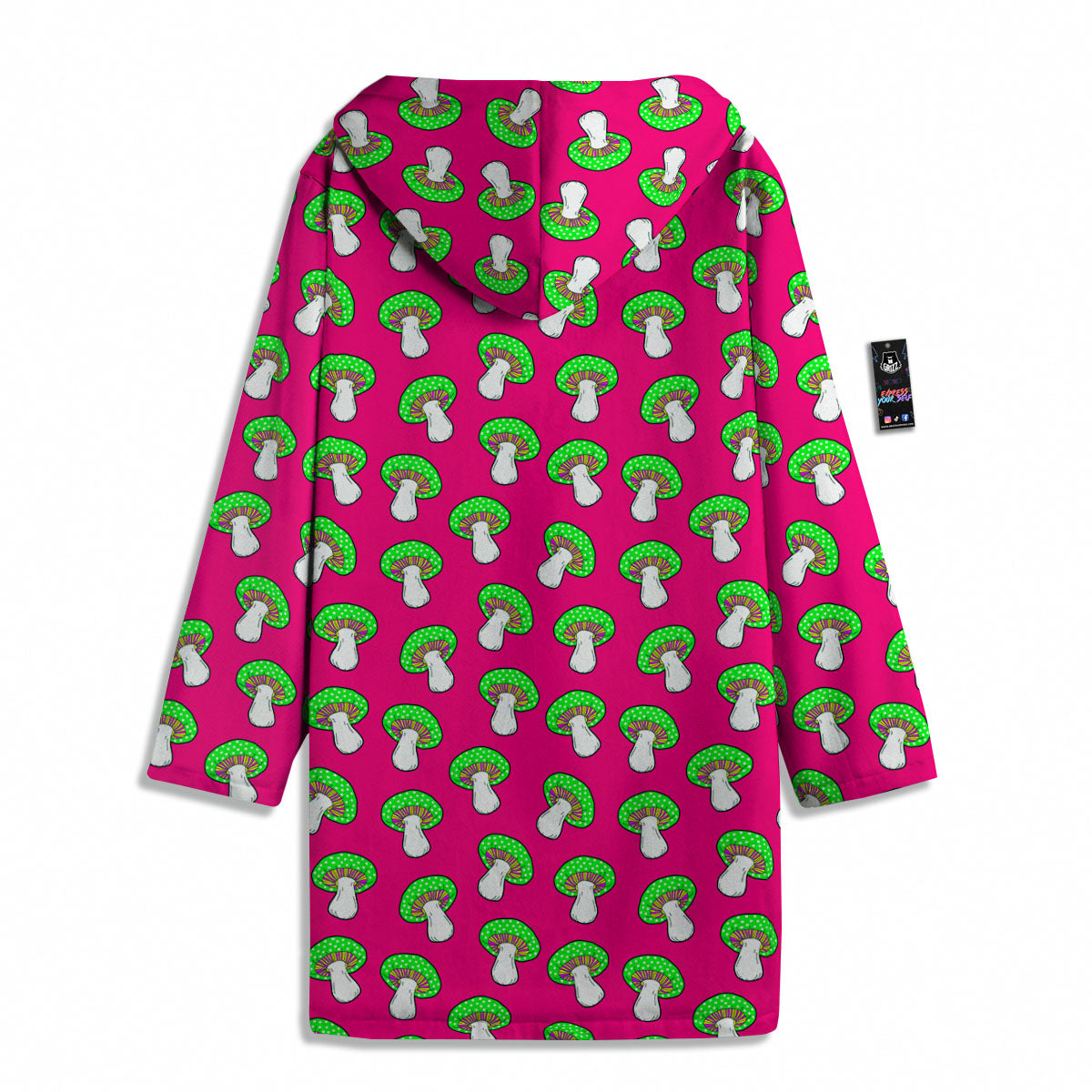 Hot Pink Crazy Mushroom Print Pattern Men's Windbreaker Jacket-grizzshop