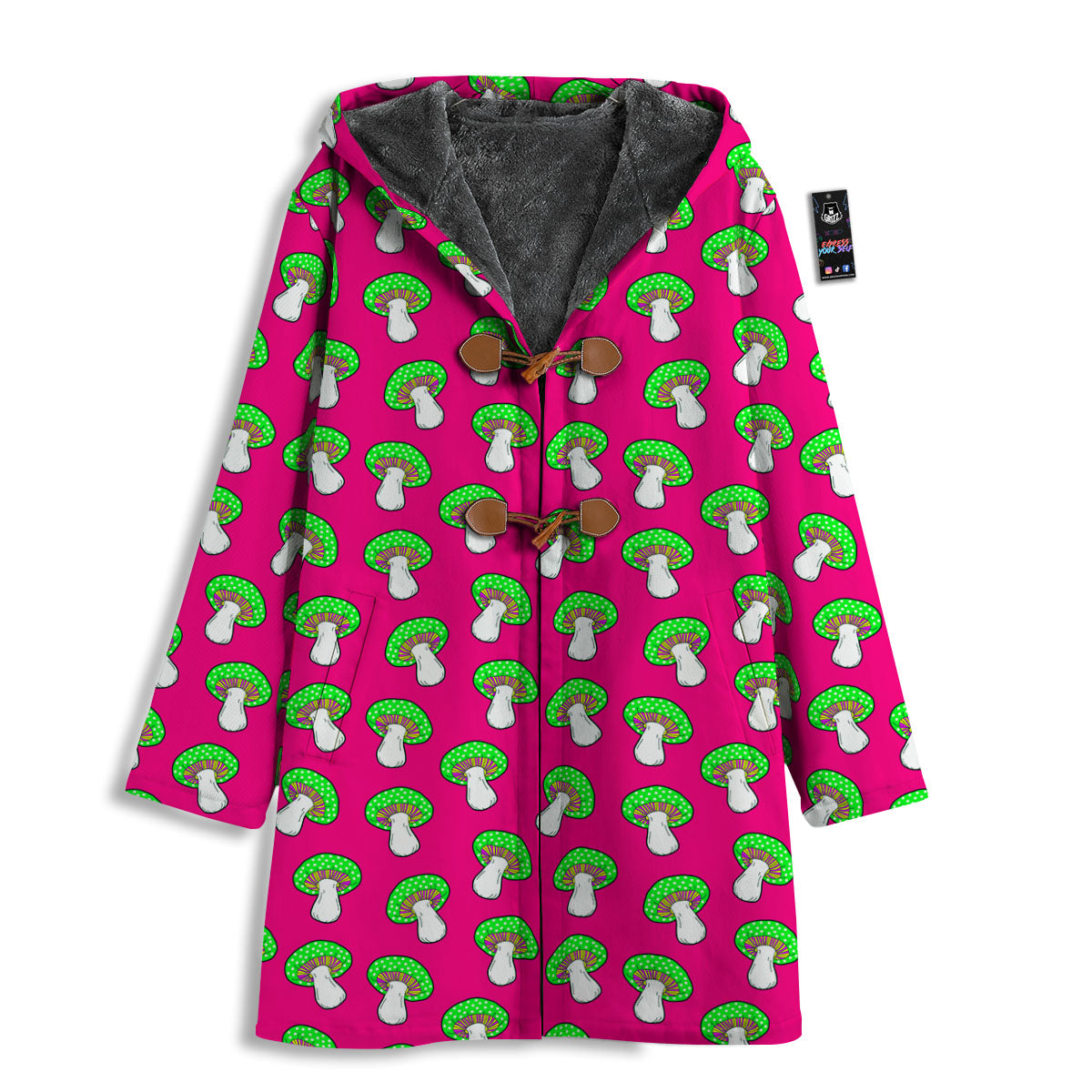 Hot Pink Crazy Mushroom Print Pattern Men's Windbreaker Jacket-grizzshop