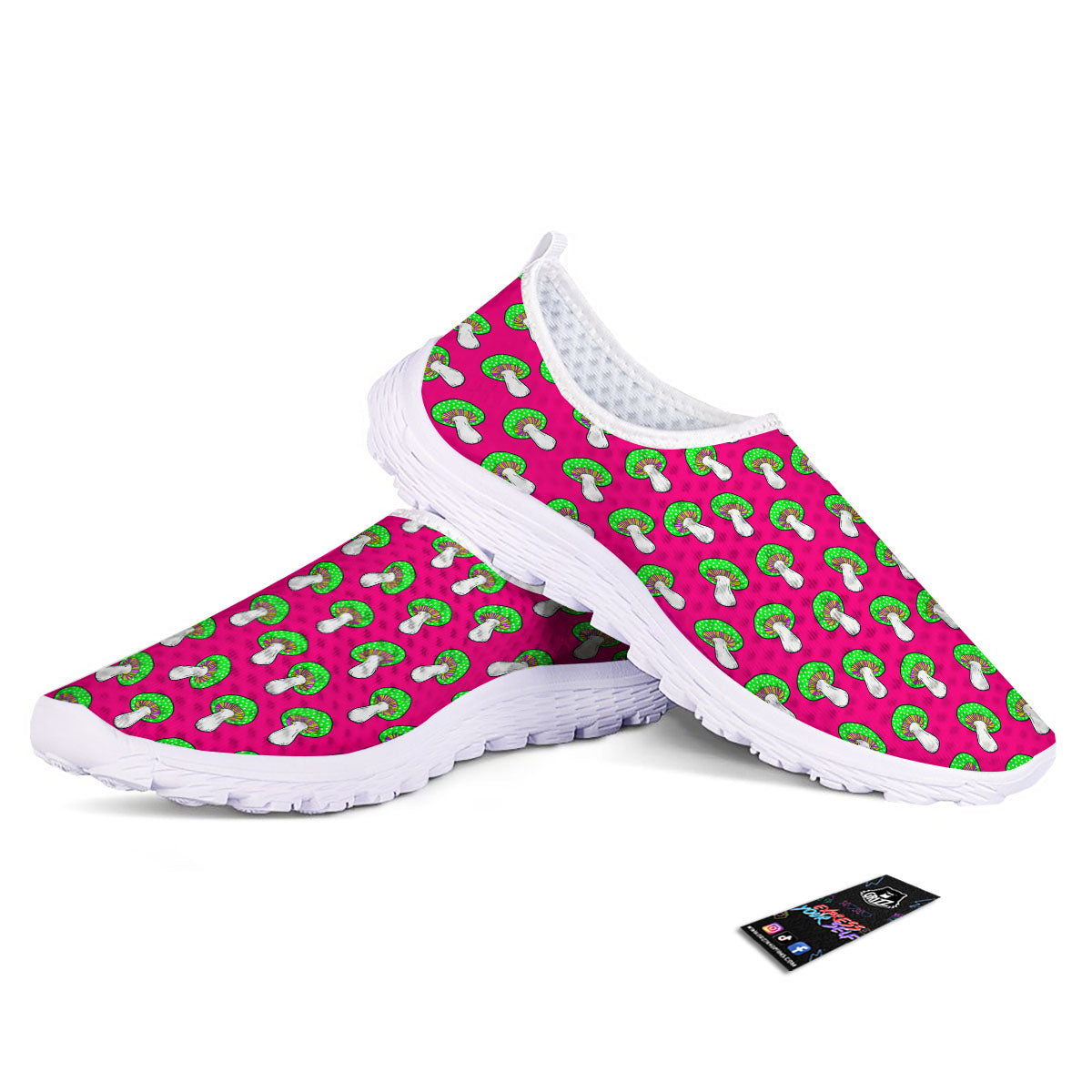 Hot Pink Crazy Mushroom Print Pattern Nurse Shoes-grizzshop