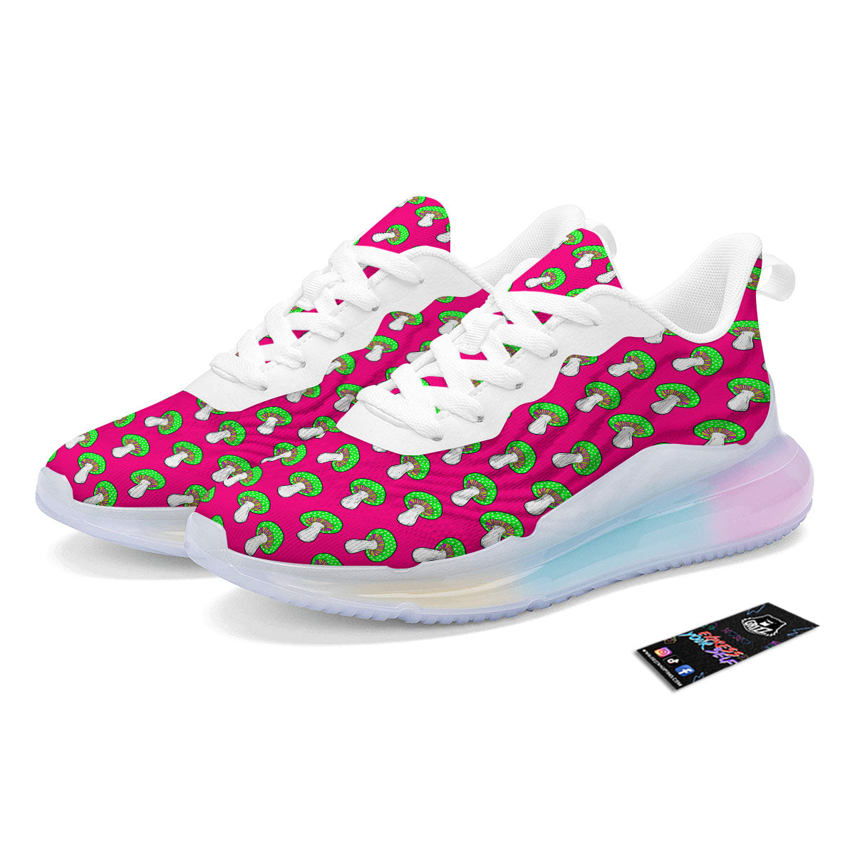Hot Pink Crazy Mushroom Print Pattern Running Sneakers-grizzshop