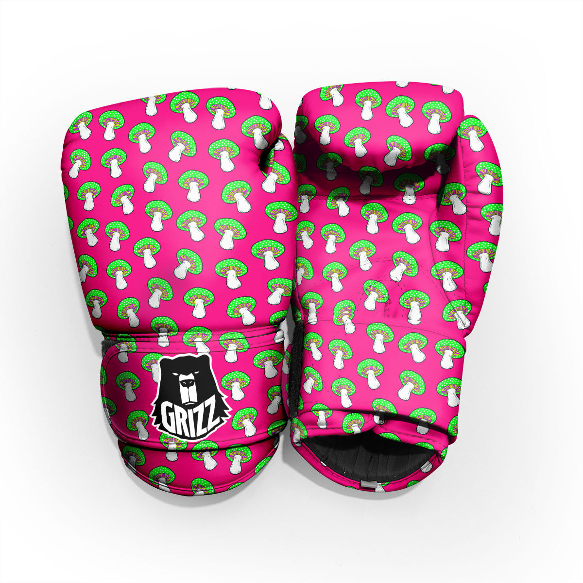 Hot Pink Crazy Mushroom Print Pattern Pro Boxing Glove