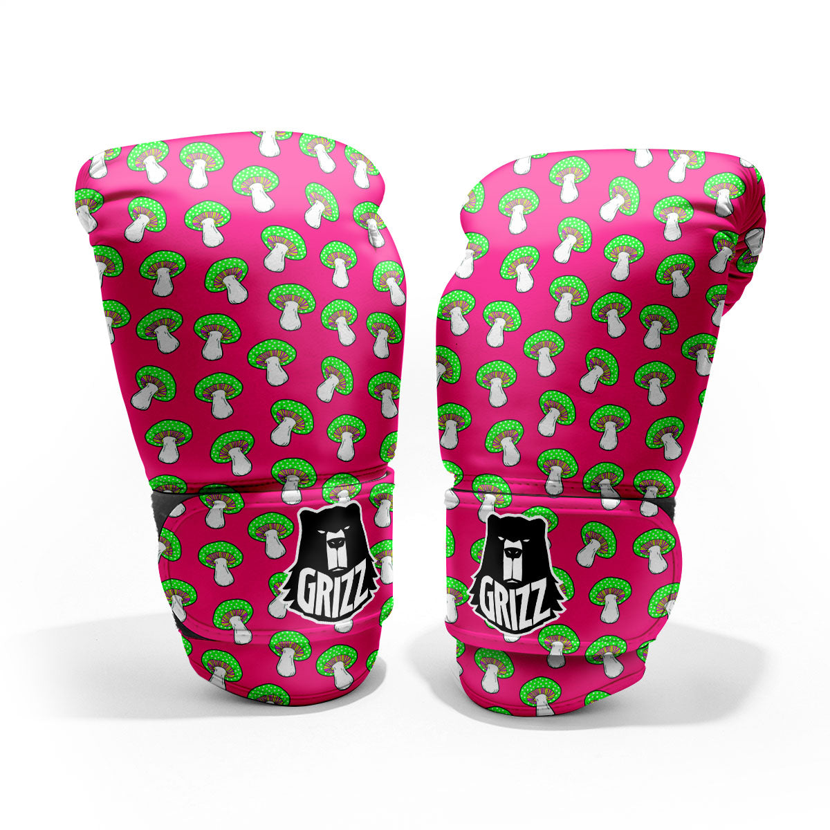 Hot Pink Crazy Mushroom Print Pattern Pro Boxing Glove