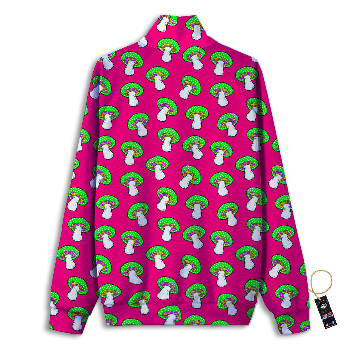Hot Pink Crazy Mushroom Print Pattern Track Jacket-grizzshop