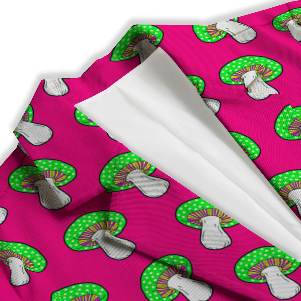 Hot Pink Crazy Mushroom Print Pattern Women's Blazer-grizzshop