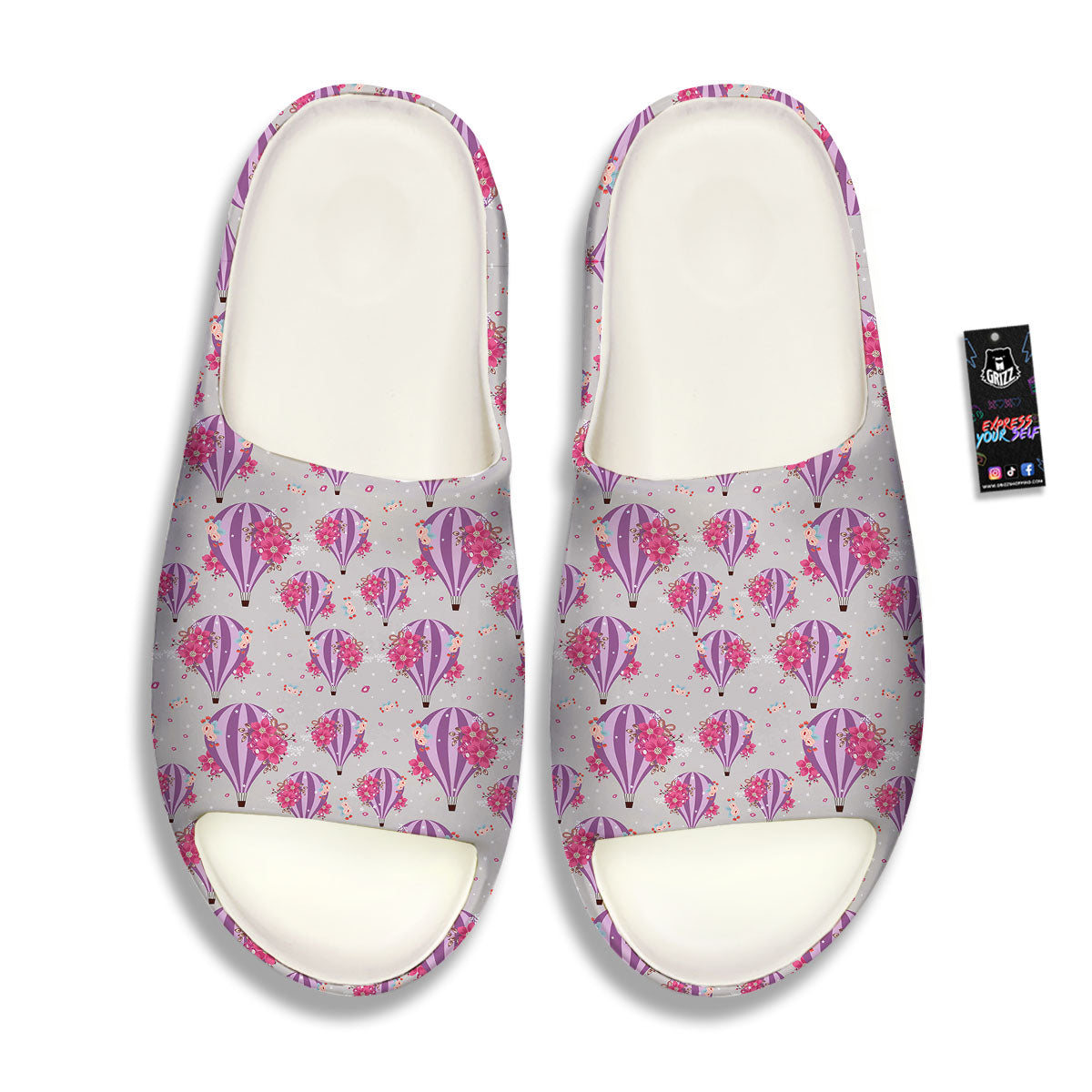 Hot Air Balloon Floral Print Pattern Sandals-grizzshop